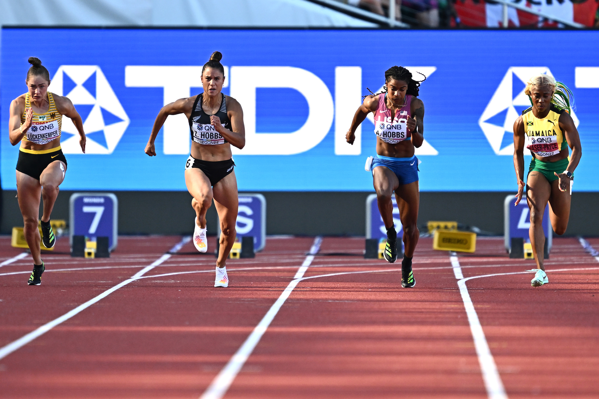 Zoe Hobbs during the semifinals of the women's 100m at the World Athletics Championships. Photo / Photosport