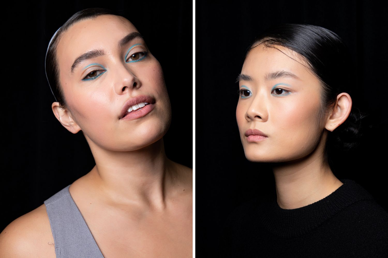 A turquoise blue negative liner moment at the Viva Next Gen show. Photos / Darren Meredith for Basalaj Beauty