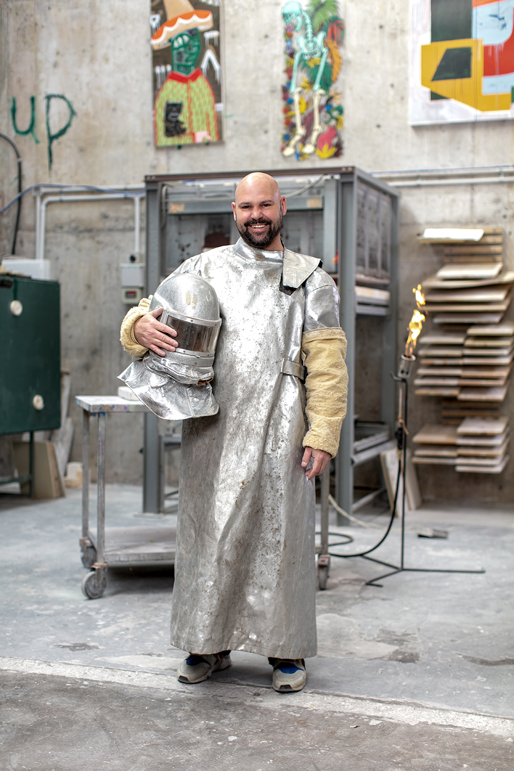 Artist Simon Lewis Wards in his West Auckland studio. Photo / Babiche Martens