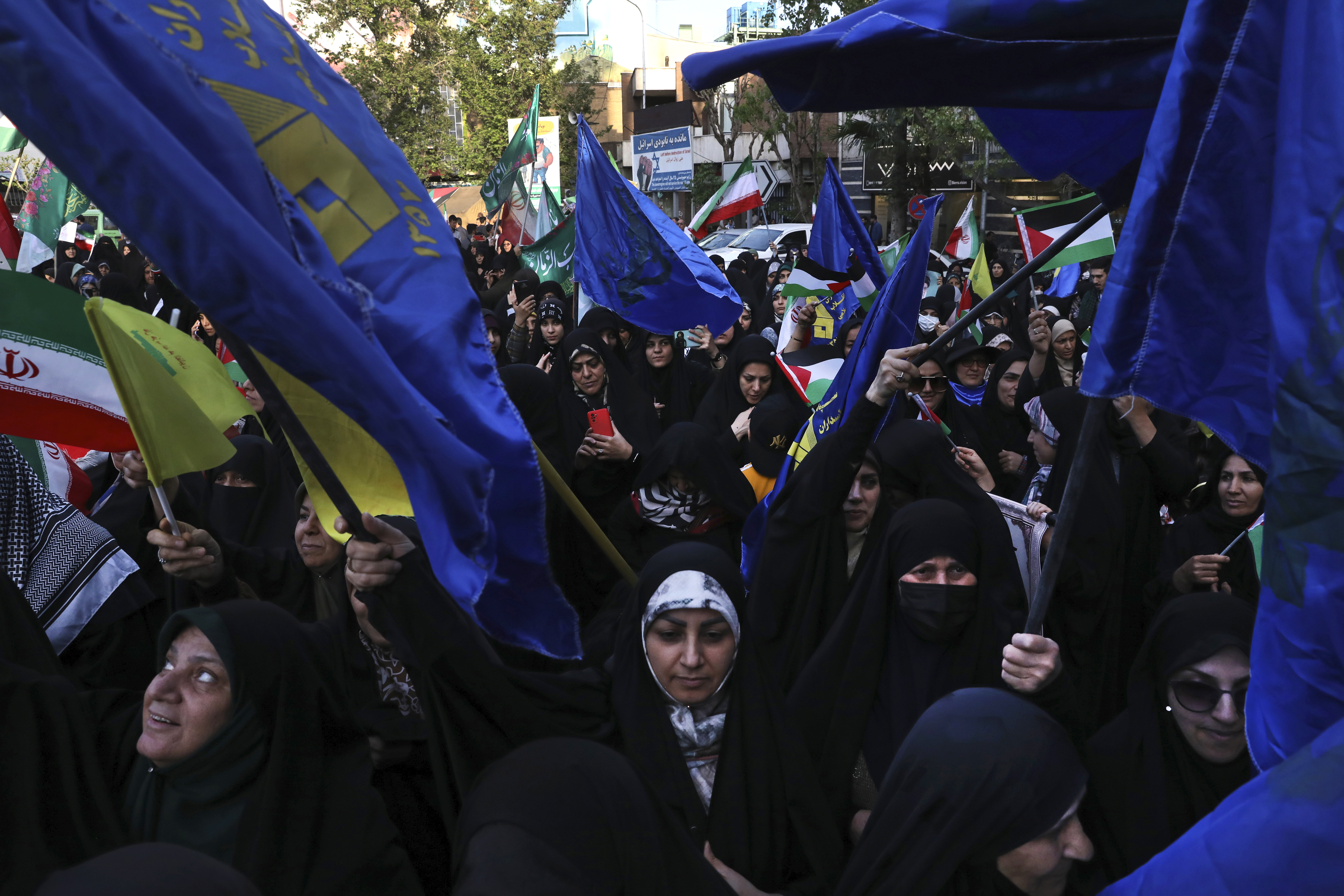 Iranian demonstrators attend an anti-Israel gathering. Photo / AP