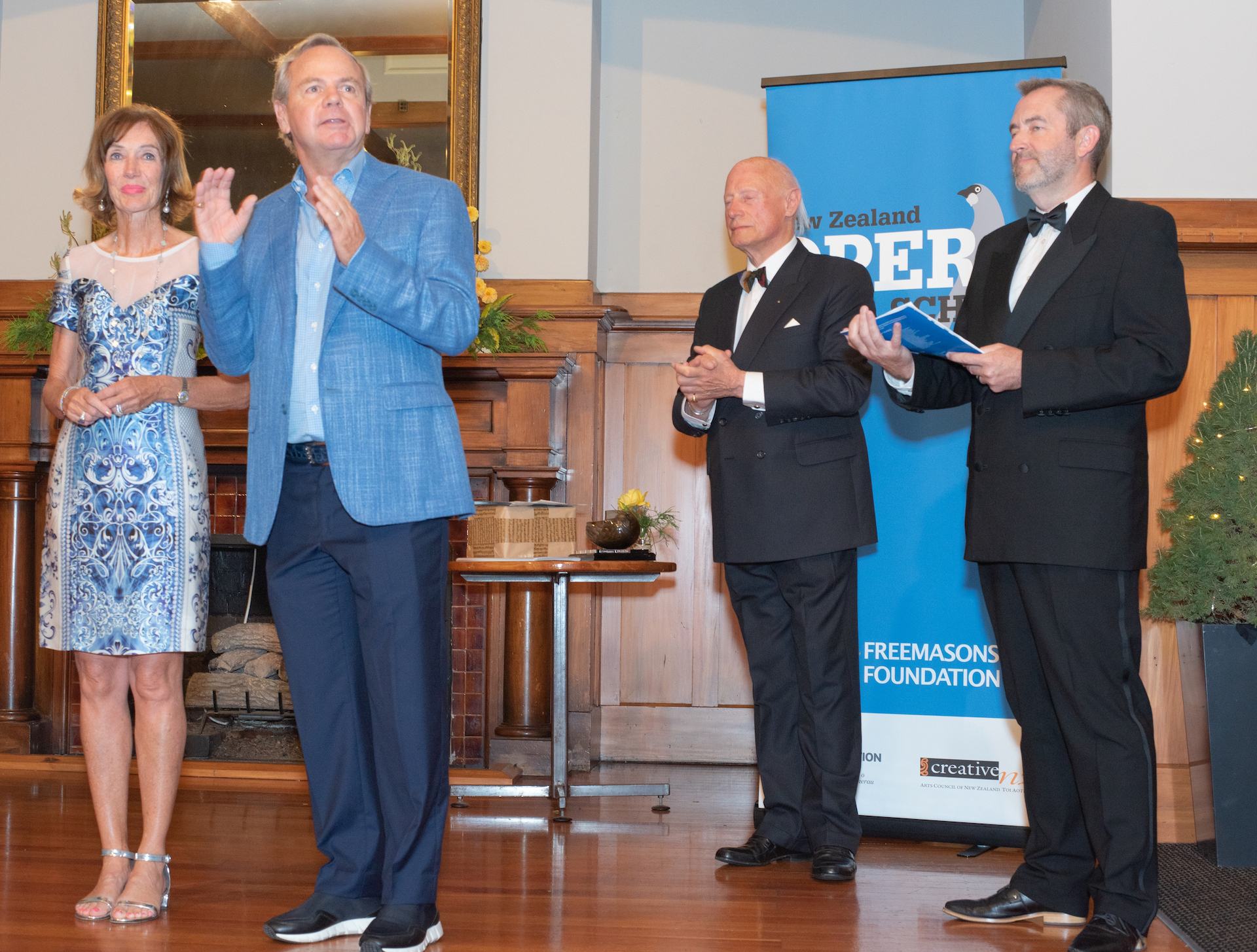 Tech entrepreneurs Sue and Guy Haddleton, left, announcing a New Zealand Opera School sponsorship in 2020. Photo / File