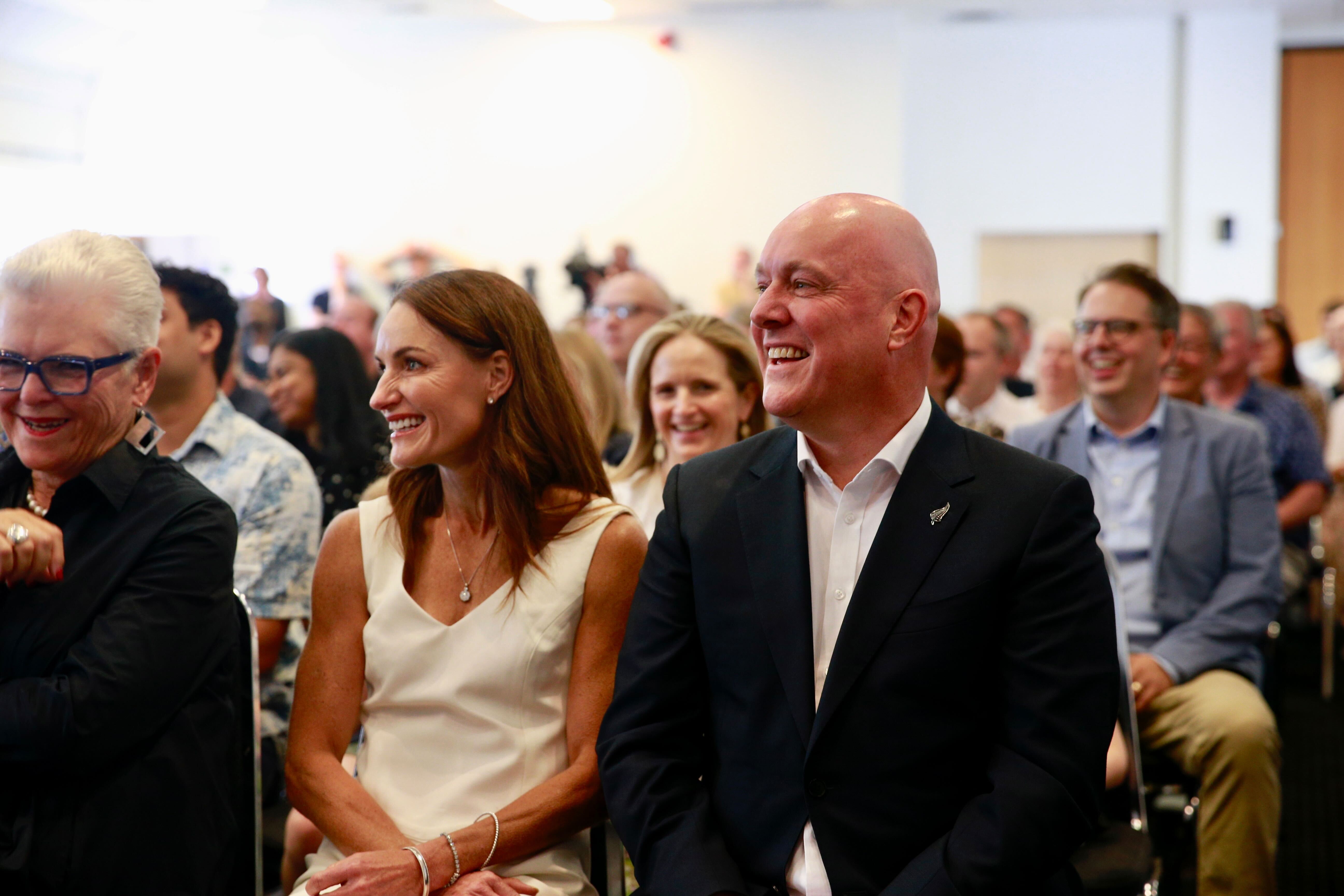 Christopher Luxon with his wife Amanda at today's National Party conference. Photo / Alex Burton