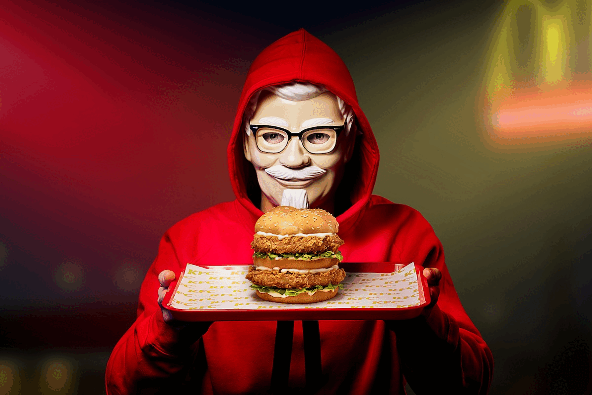 The KFC Colonel Hacker ad campaign has raised the ire of many; TVNZ newsreaders and presenters (from left) Jack Tame, Melissa Stokes and Daniel Faitaua. Images / KFC, TVNZ, Ollie Rusden