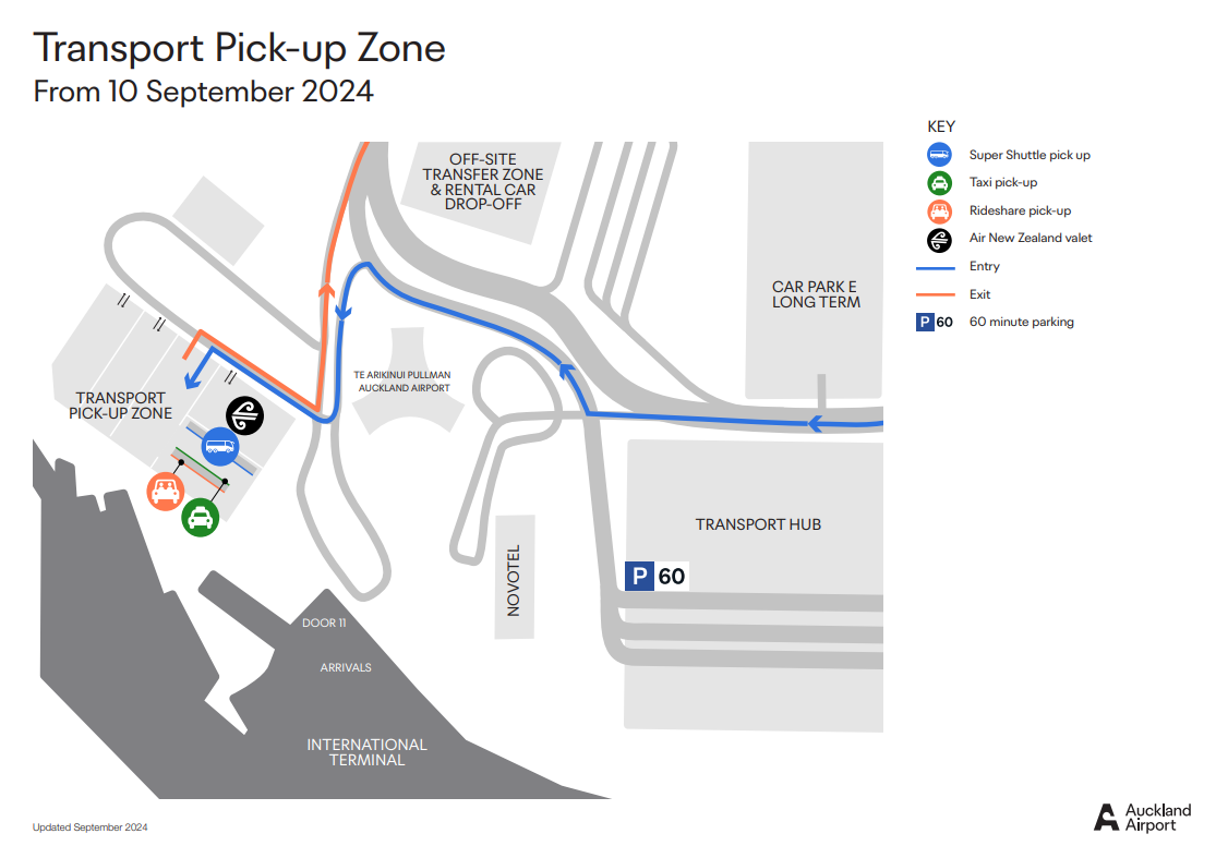 It will take less than two minutes to walk to the new transport zone from the international terminal. Photo / Auckland Airport