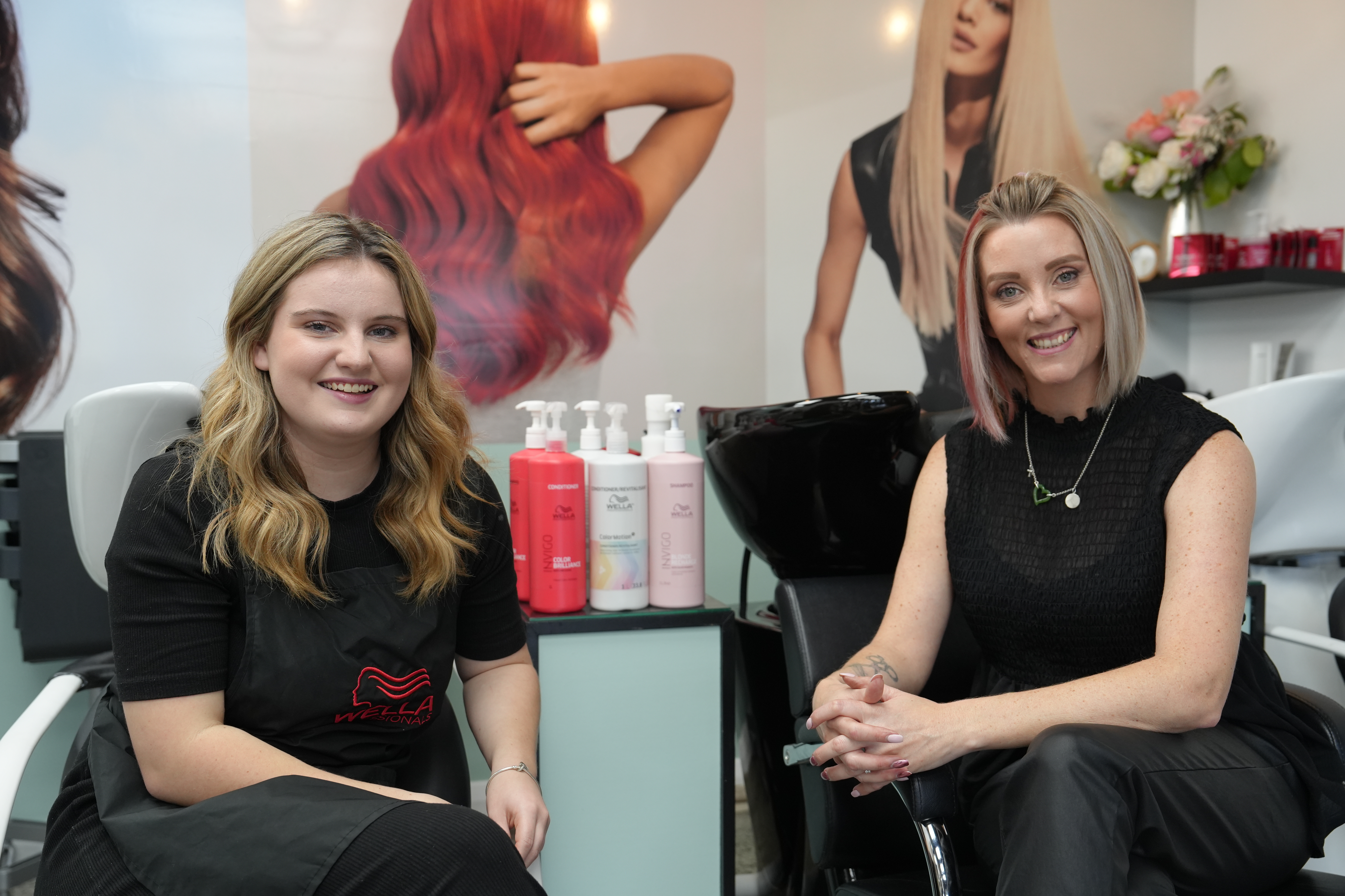 Stay in Style apprentice Georgia Luxford (left) and salon owner Sunette Hughes. Photo / Coey Fleming