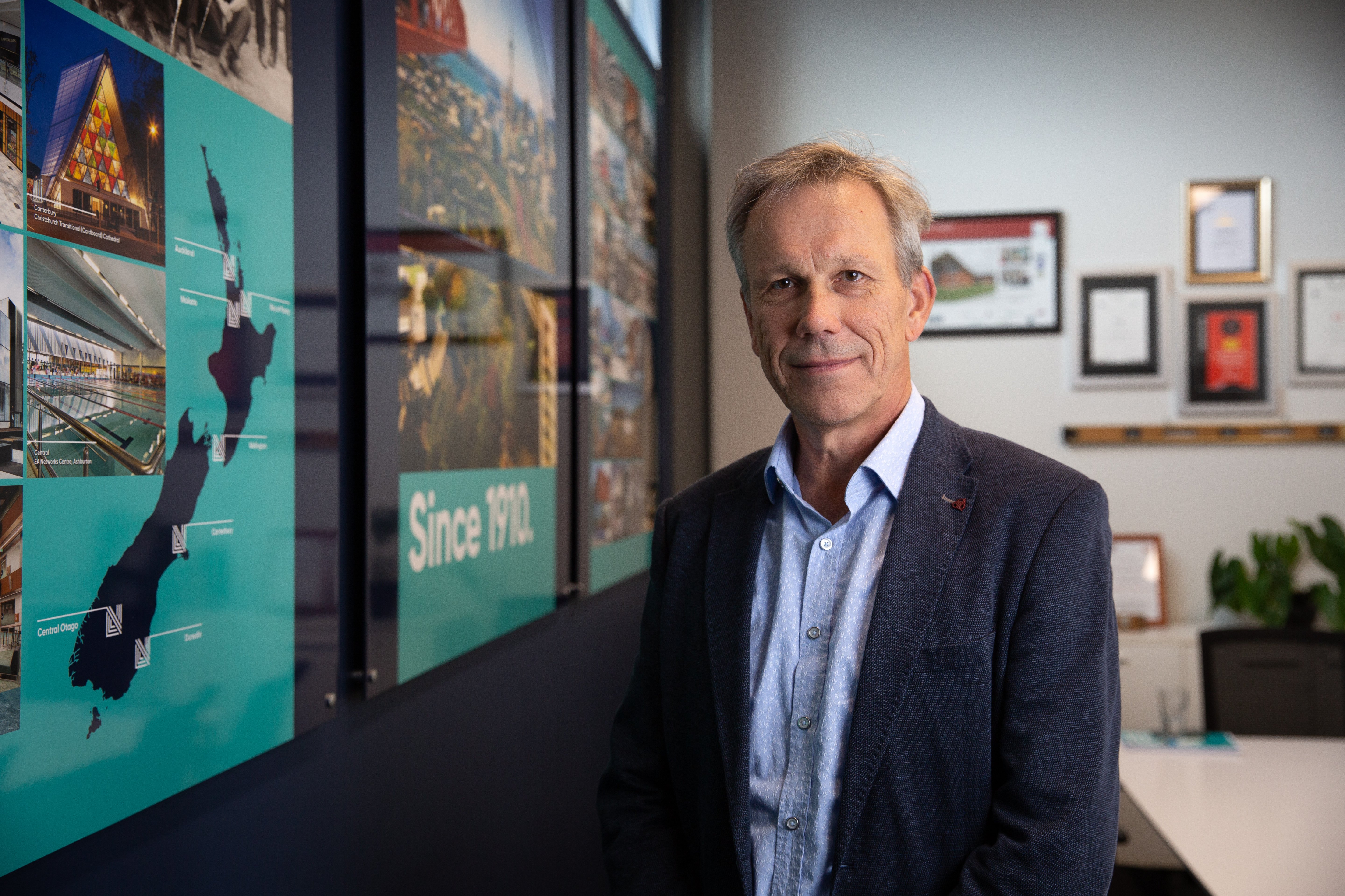 Bruno Goedeke in the conference room at Naylor Love's Auckland offices in Glenfield. Photo /  Sylvie Whinray