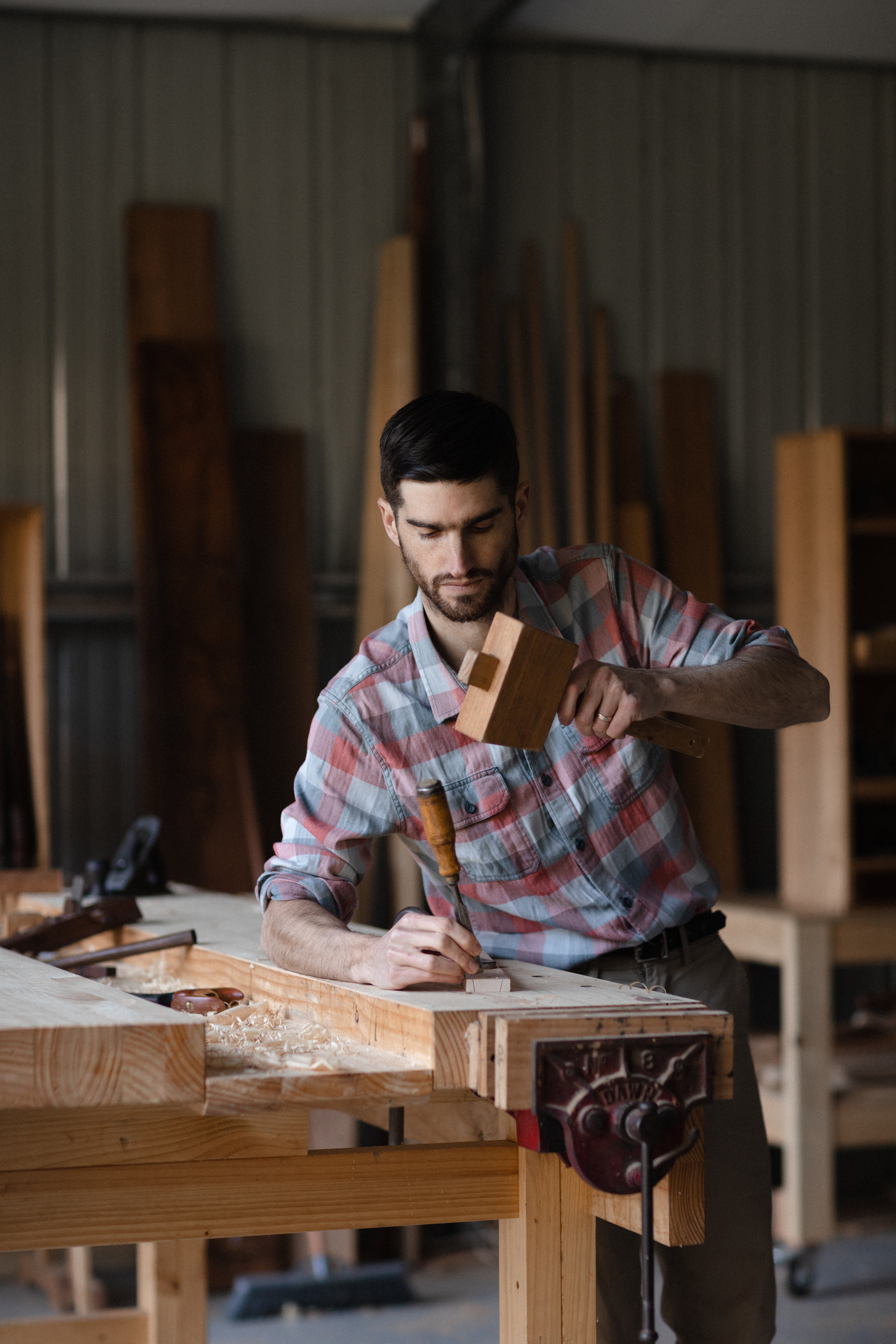 Furniture maker Lloyd Brooke Anderson works from his studio in Kerikeri, Northland. Photo / Supplied