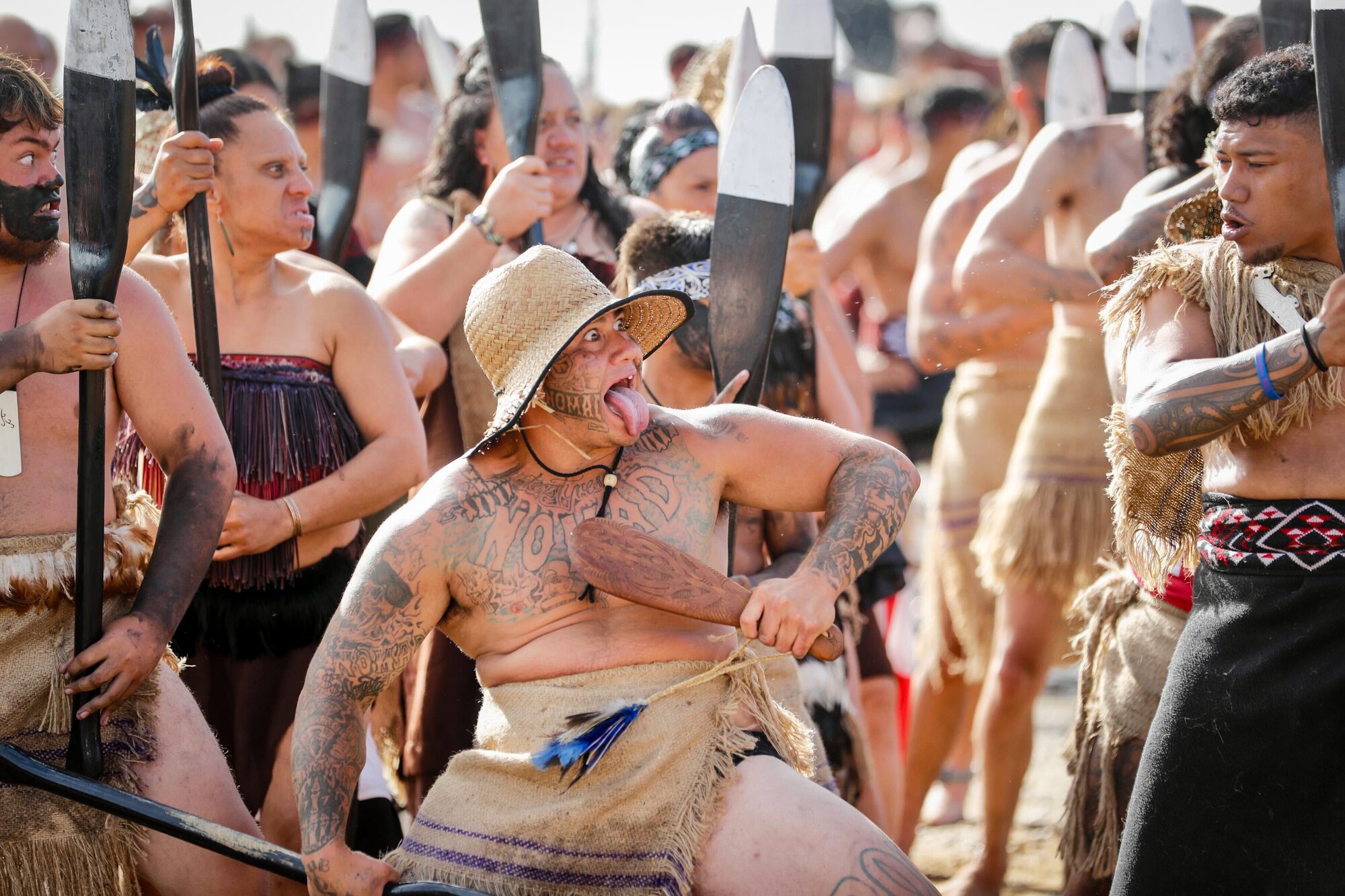The waka ceremony at Waitangi today. Photo / Dean Purcell