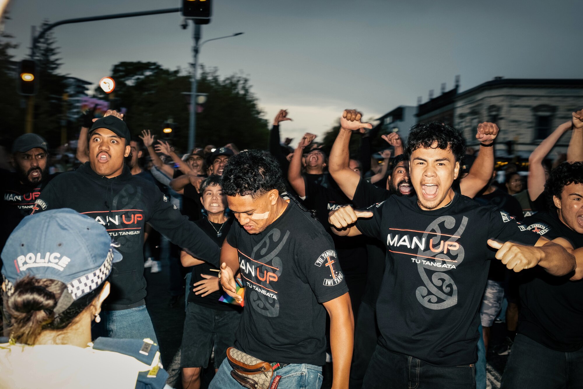 Destiny Church members disrupt the Rainbow Parade on Ponsonby Rd. Photo / Morgan Huffman