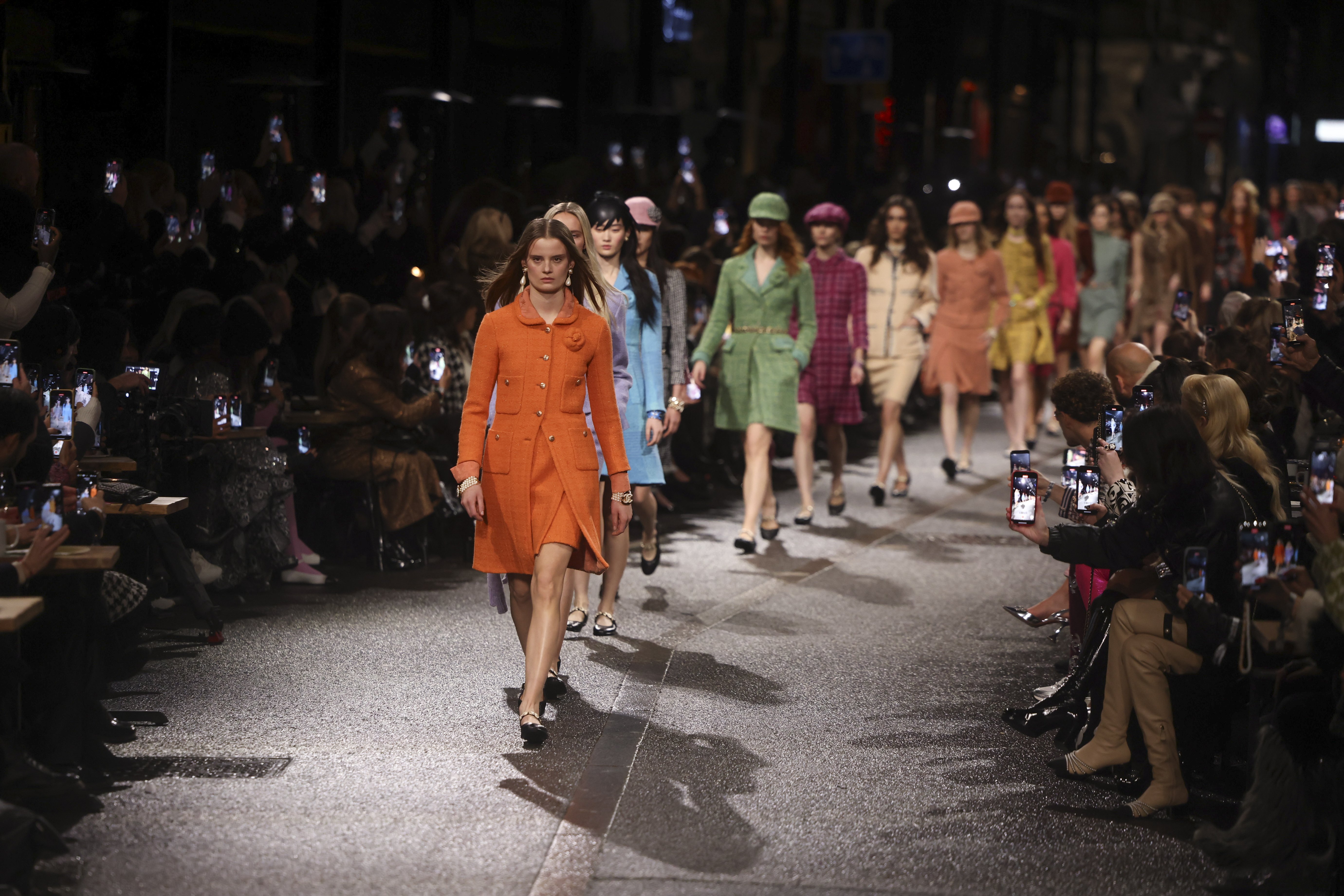 Models wear creations during the Chanel Metiers d'Art show in Manchester. Photo / AP