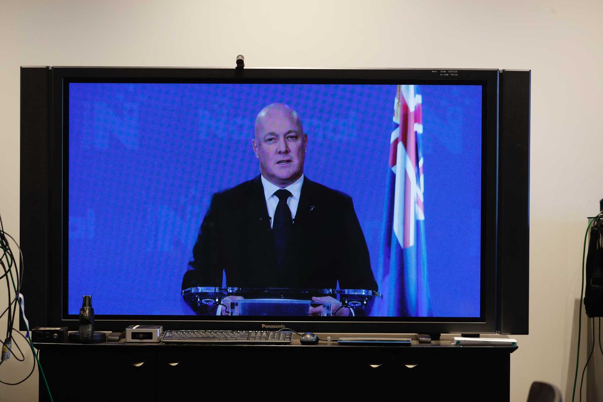 National leader Christopher Luxon makes his speech.