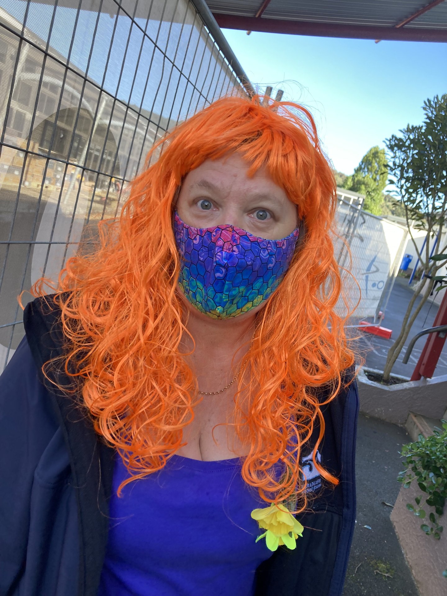 Whangārei Primary School teacher aide Adrienne Birch in colourful attire. Photo / Supplied