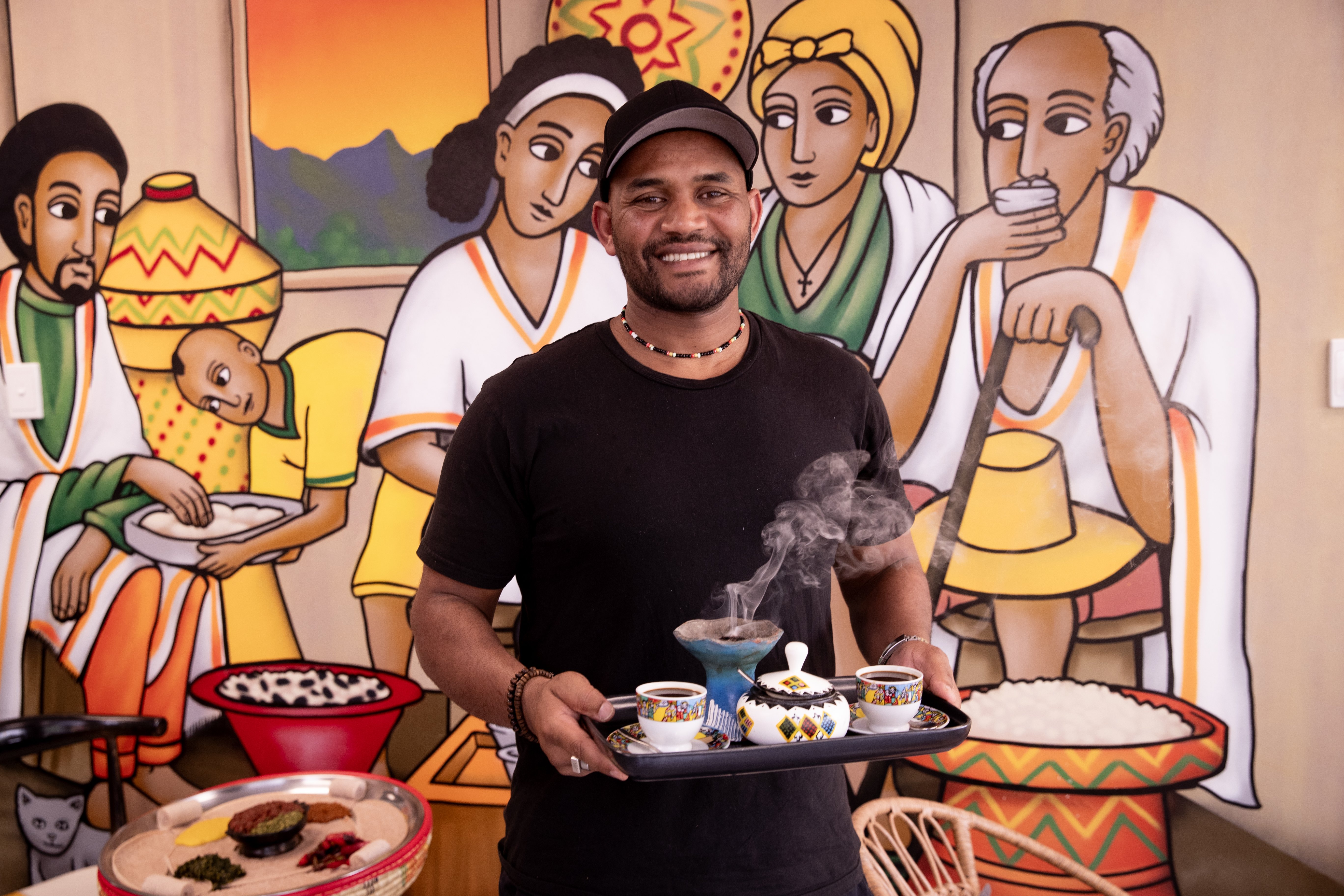 Fetehalow Zomo hopes the Ethiopian coffee ritual will catch on in New Zealand. Photo / Dean Purcell