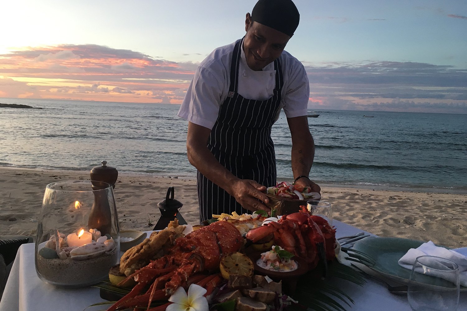 Guests can enjoy seafood dinner on the beach. Photo / Supplied