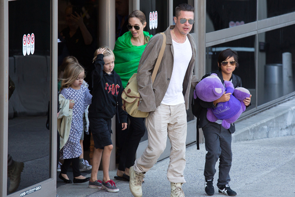 Brad Pitt and Angelina Jolie are seen with their children. Photo / Getty Images