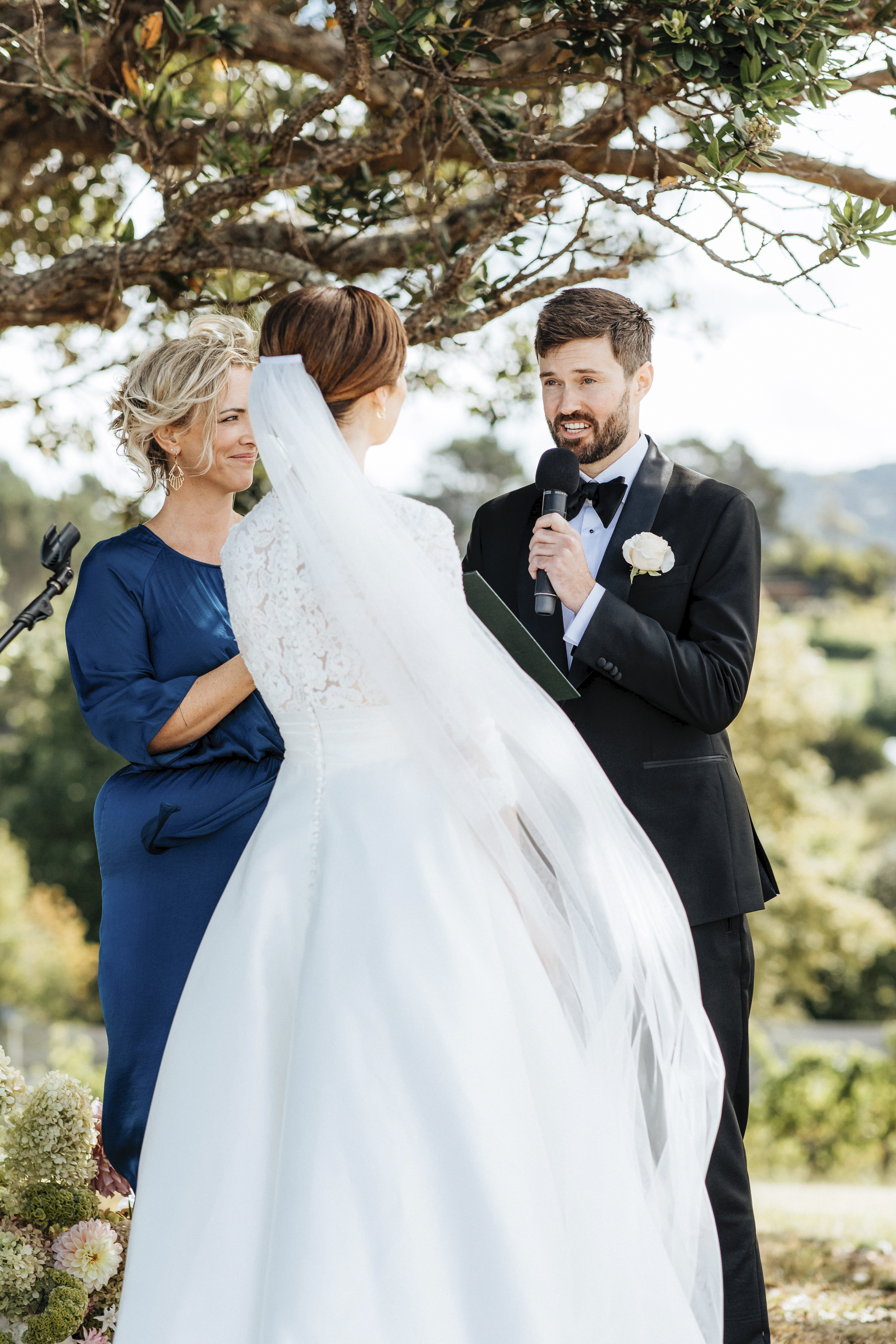 The bride and groom exchanging their vows. Photo / Wildfolk Photography