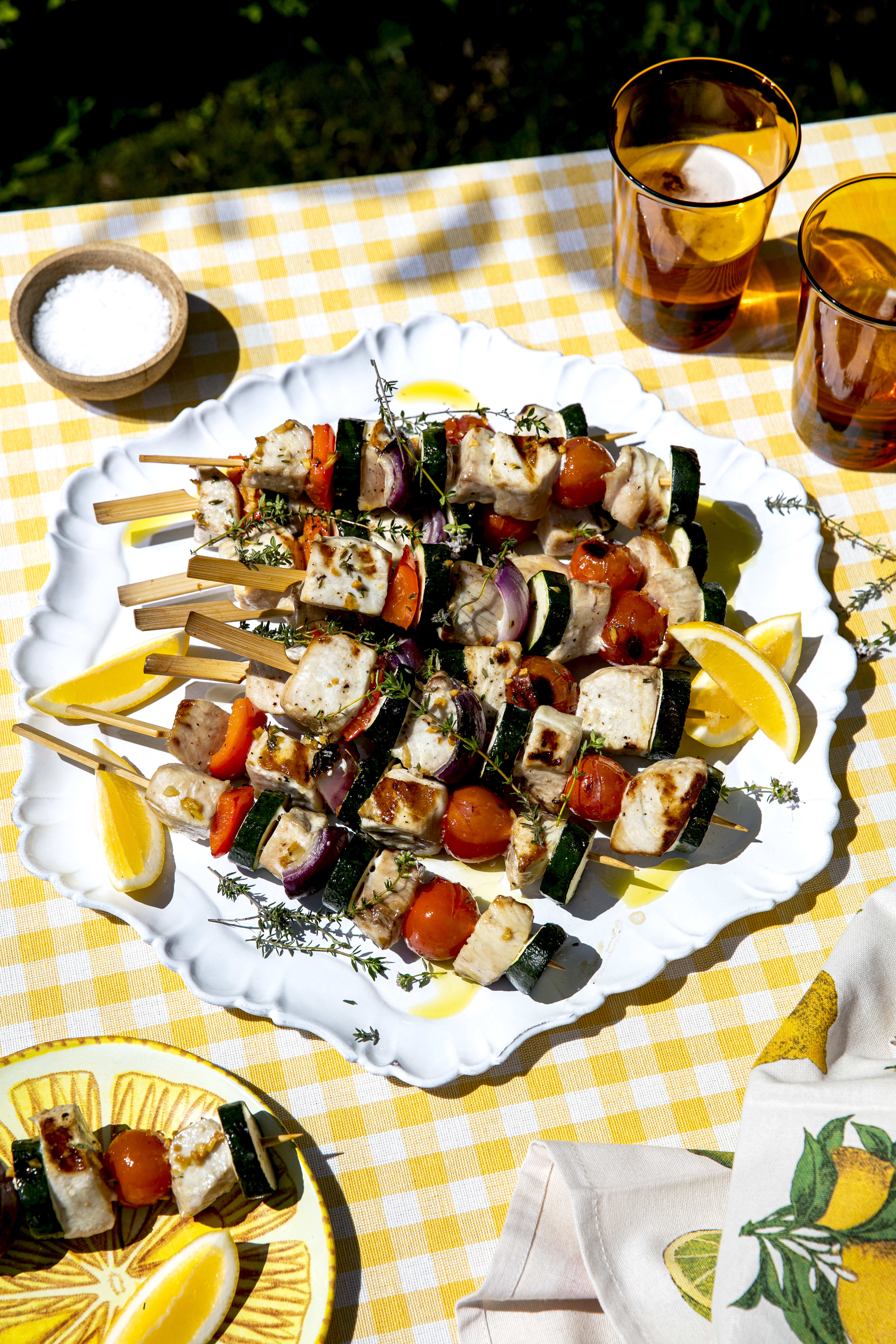 Find Mediterranean-inspired recipes, like vegetable and kingfish kebabs. Photo / Babiche Martens