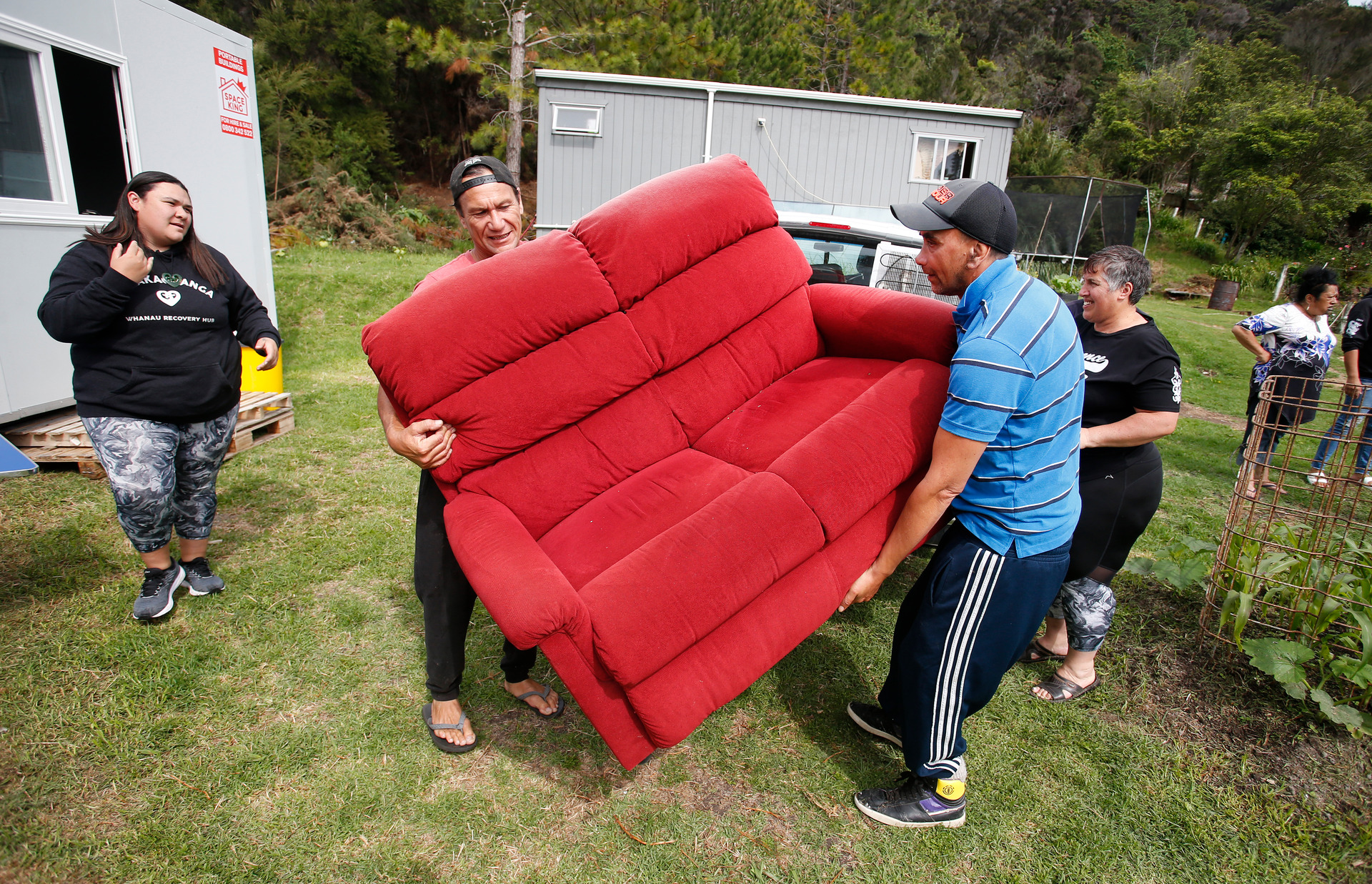 Eric gets a two-seater couch to furnish his new whare. Photo / Michael Cunningham 