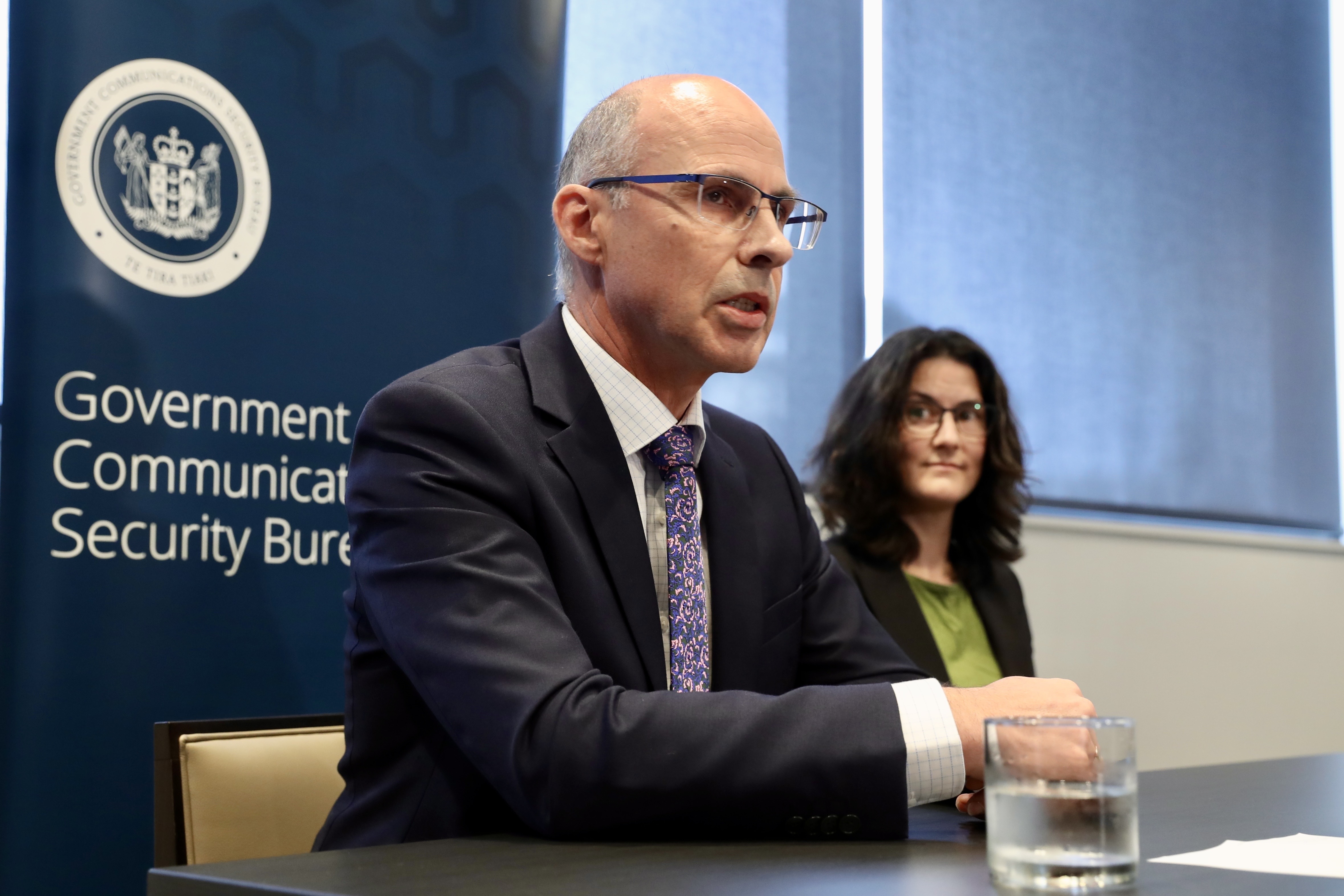 Press conference hosted by the GCSB’s Director-General, Andrew Clark and Deputy Director-General GCSB, Lisa Fong. Photo / Mark Mitchell