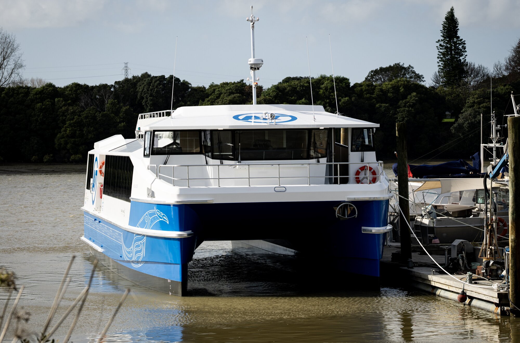 Auckland's first electric ferry, the 200-passenger EMV200 (and a twin a few months behind) was built at the McMullen & Wing shipyard in Auckland, based on designs by EV Maritime and propulsion systems from Christchurch's HamiltonJet. Photo / Dean Purcell