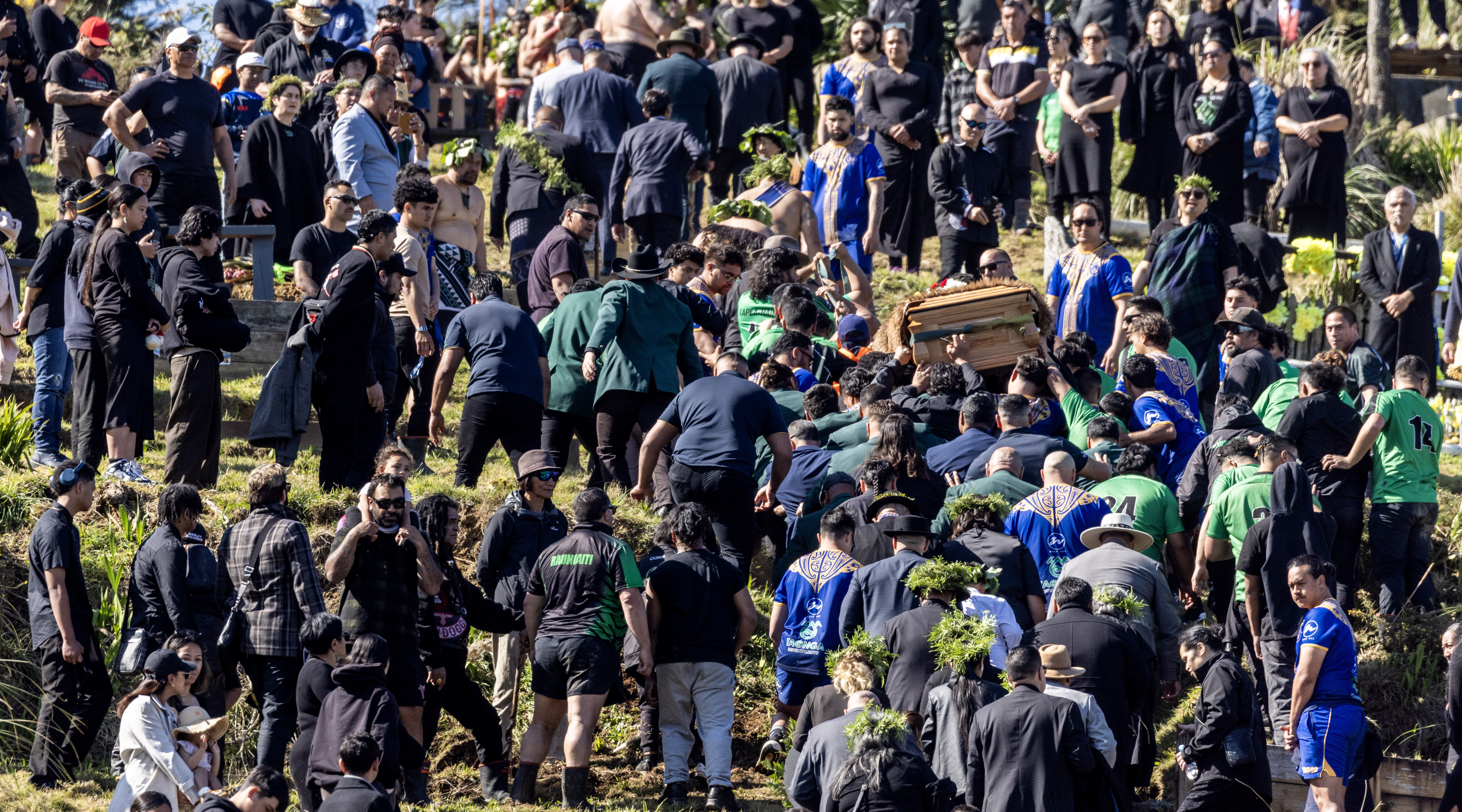 Kīngi Tūheitia is taken up Taupiri maunga to his final resting place among his ancestors. Photo / Mike Scott