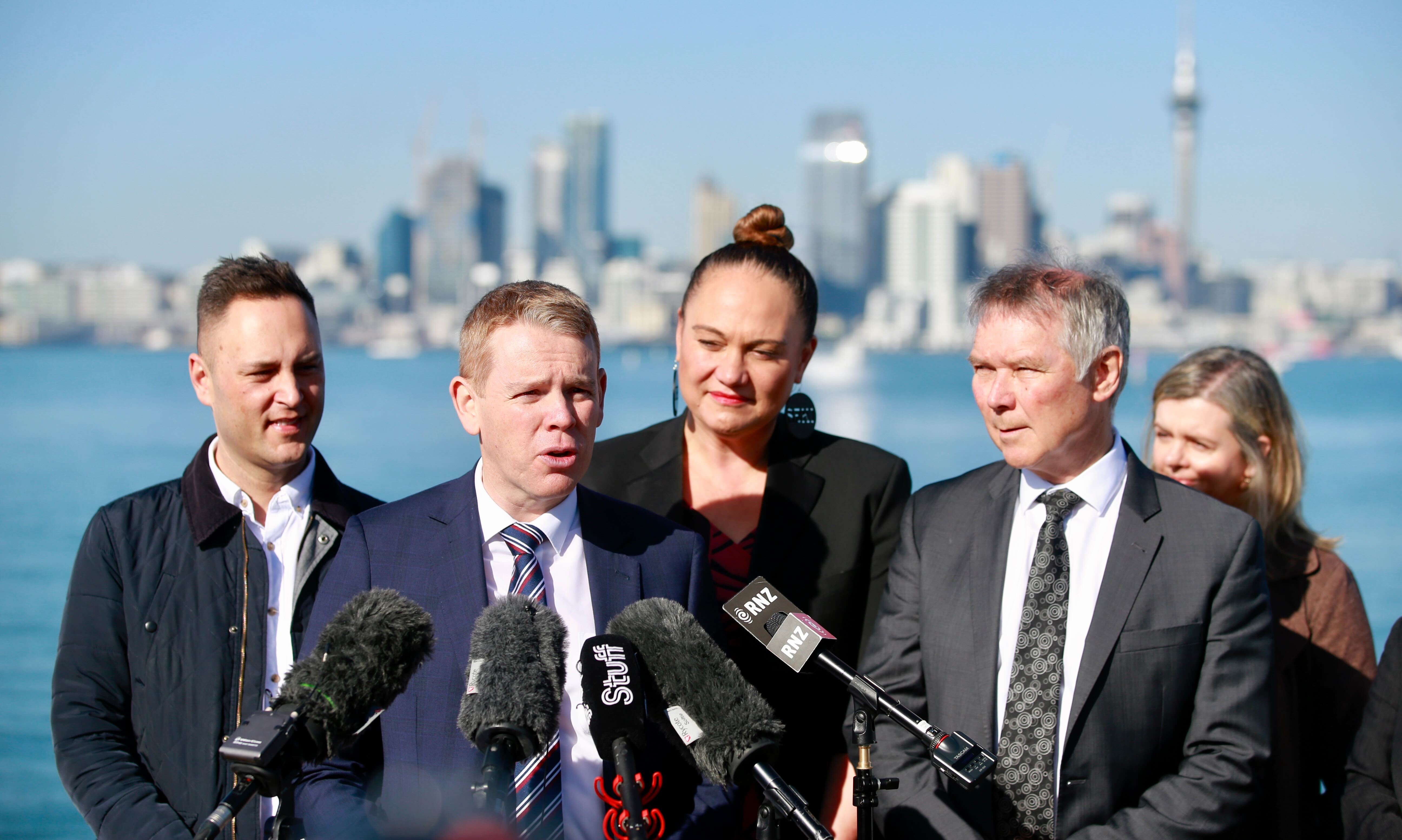 Former Prime Minister Chris Hipkins announcing Labour's plans for another Auckland harbour crossing in August last year. Photo / Alex Burton