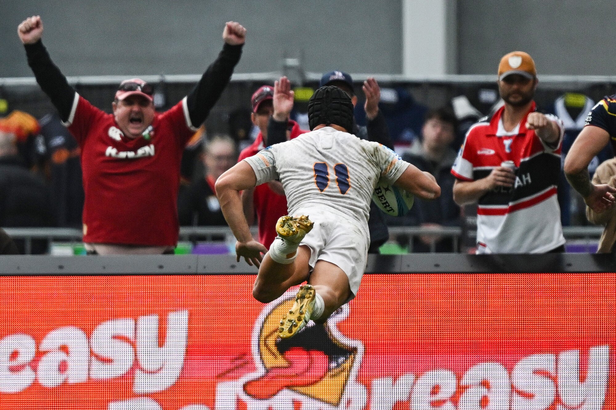 Glen Vaihu, of Moana Pasifika, scores a try against the Highlanders. Photo / Photosport