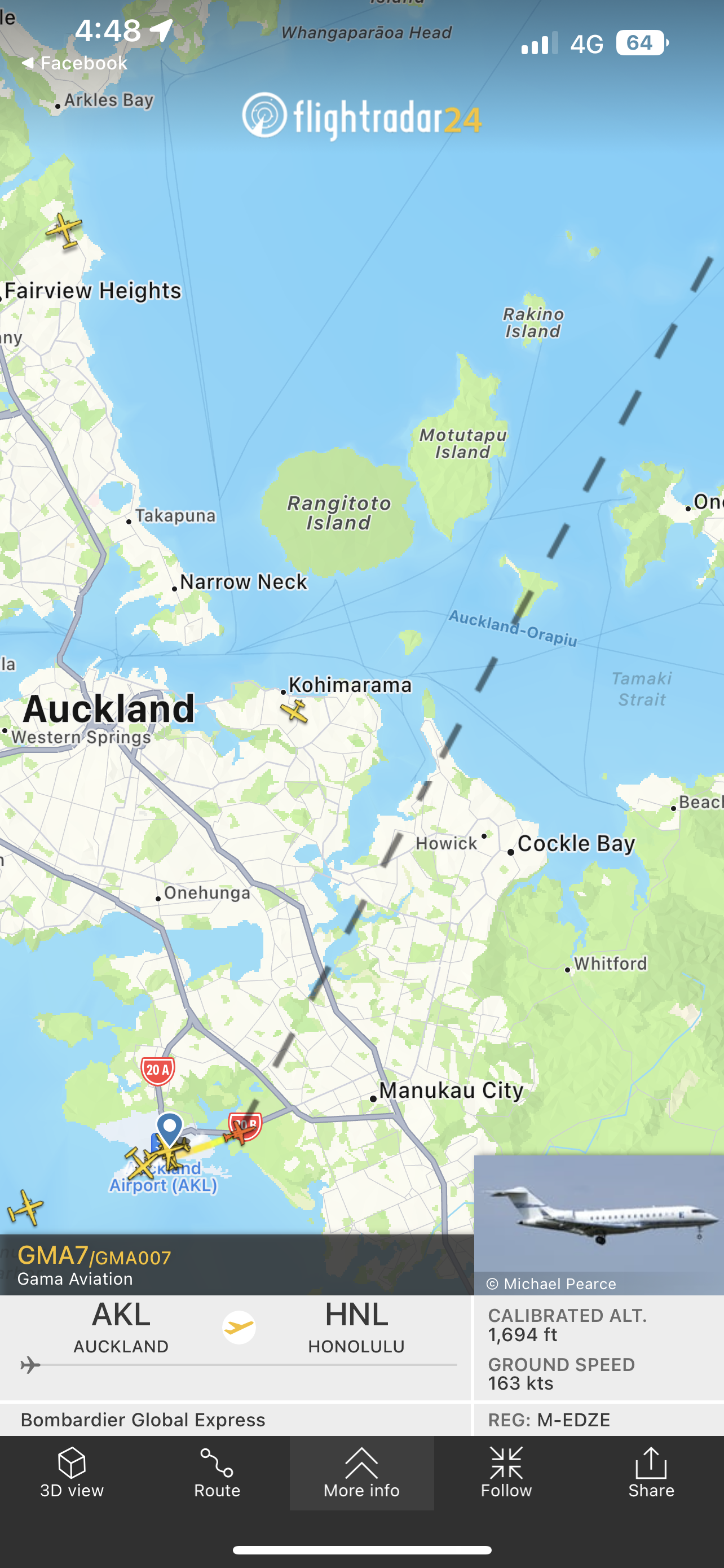 Map shows Elton John's jet flight path. Photo / Supplied