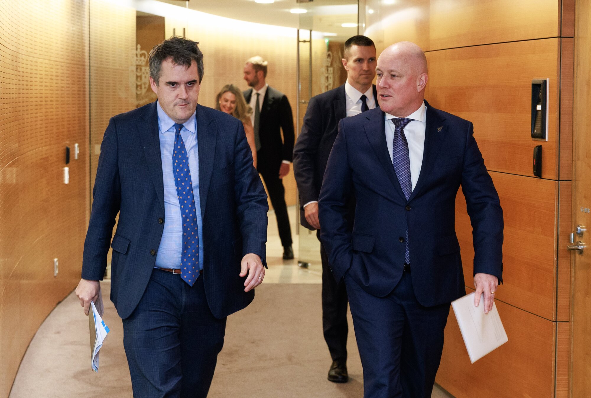 Housing Minister Chris Bishop (left) and Prime Minister Christopher Luxon signalled changes to Auckland's intensification rules last month. Photo / Mark Mitchell
