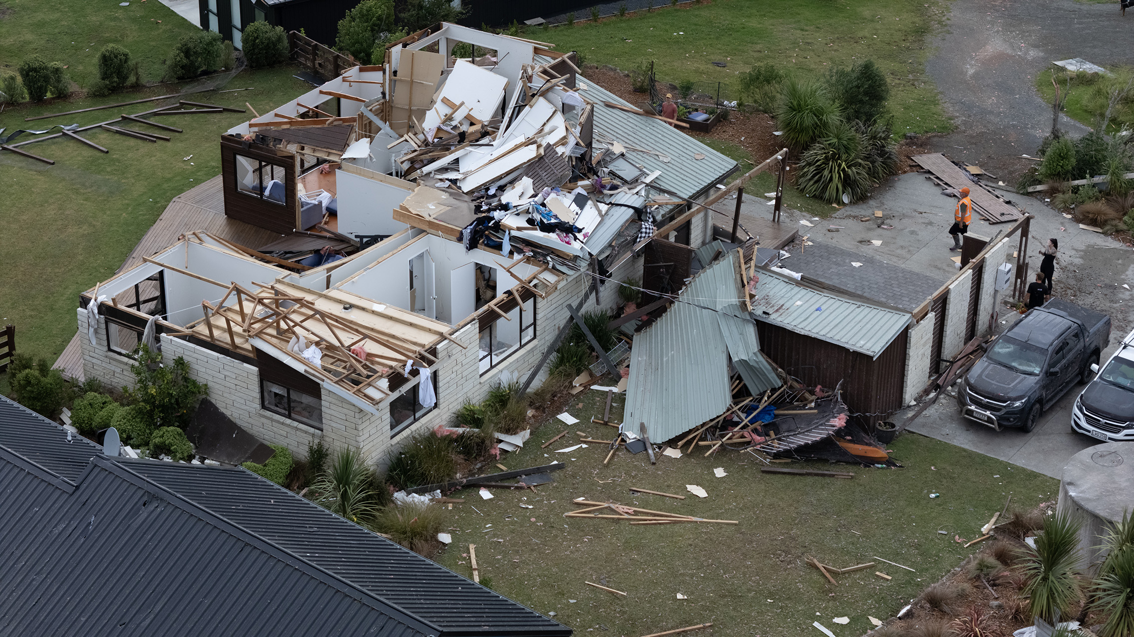 The family of Tina Johnson say it is a miracle she survived the tornado, which completely destroyed the second storey where she was sleeping. Photo / Hayden Woodward