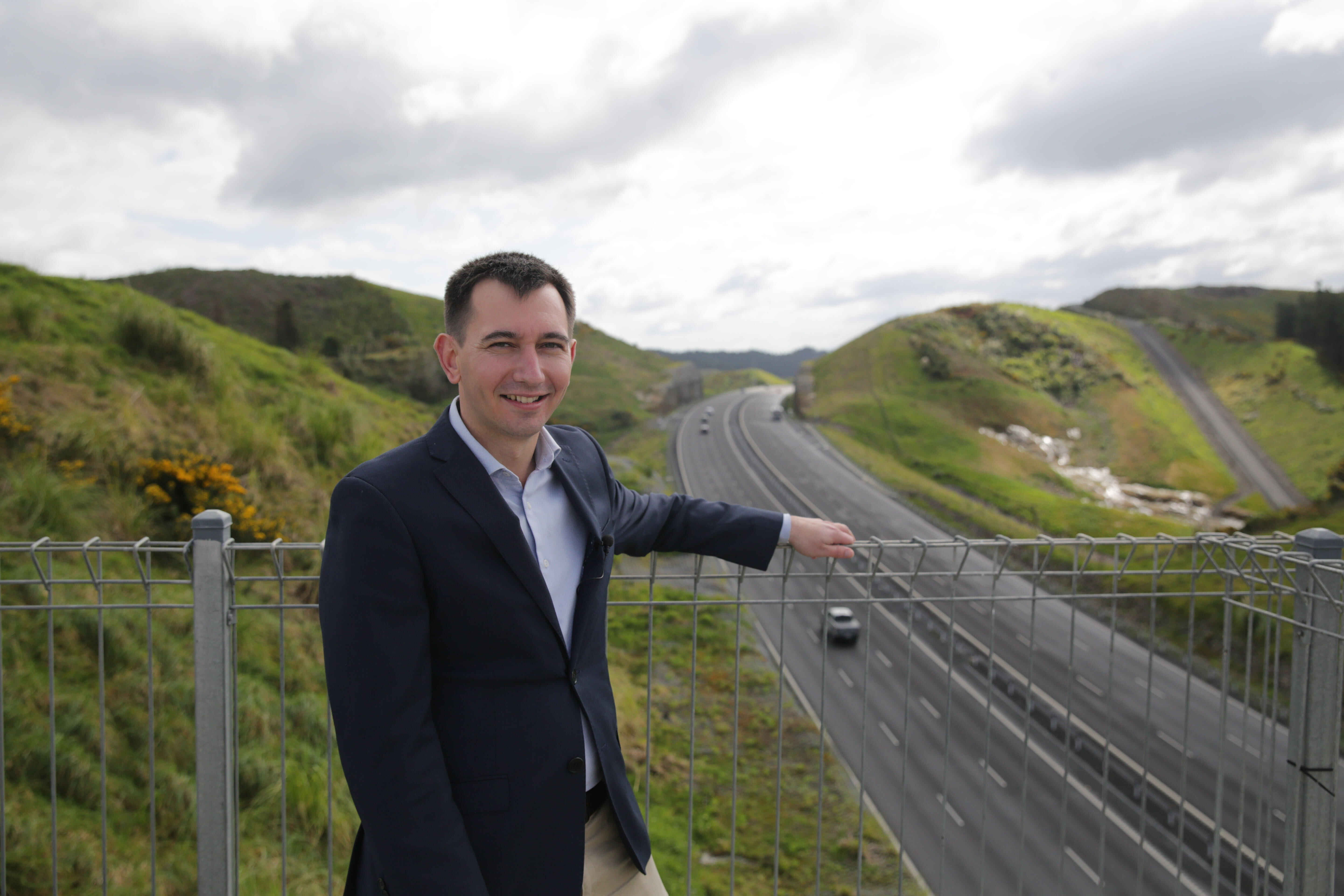 Transport Minister Simeon Brown held a press conference near Warkworth in August to propose faster speed limits on SH1. Photo / Sylvie Whinray