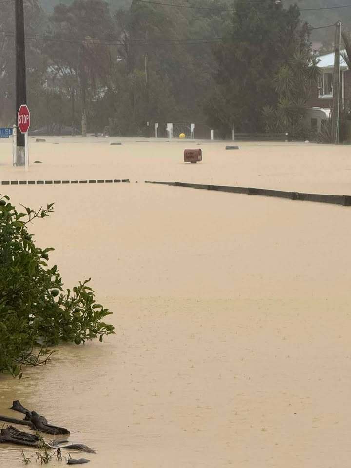 Floodwaters in Ōakura Bay Rd had risen to the height of letterboxes. Photos / Ayla Hawkins