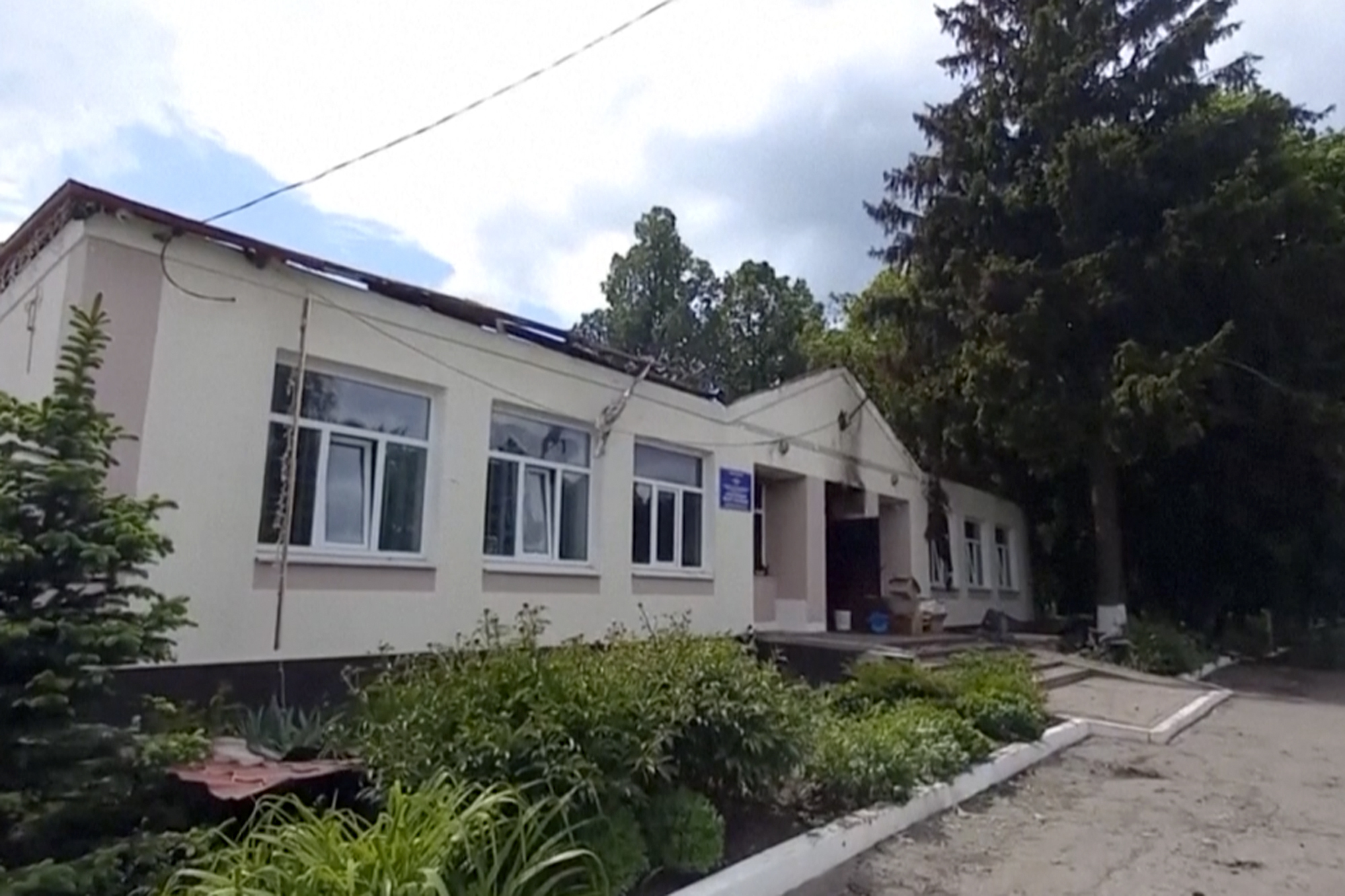 This image taken from a video shows a damaged building in the Belgorod region, Russia. Photo / AP