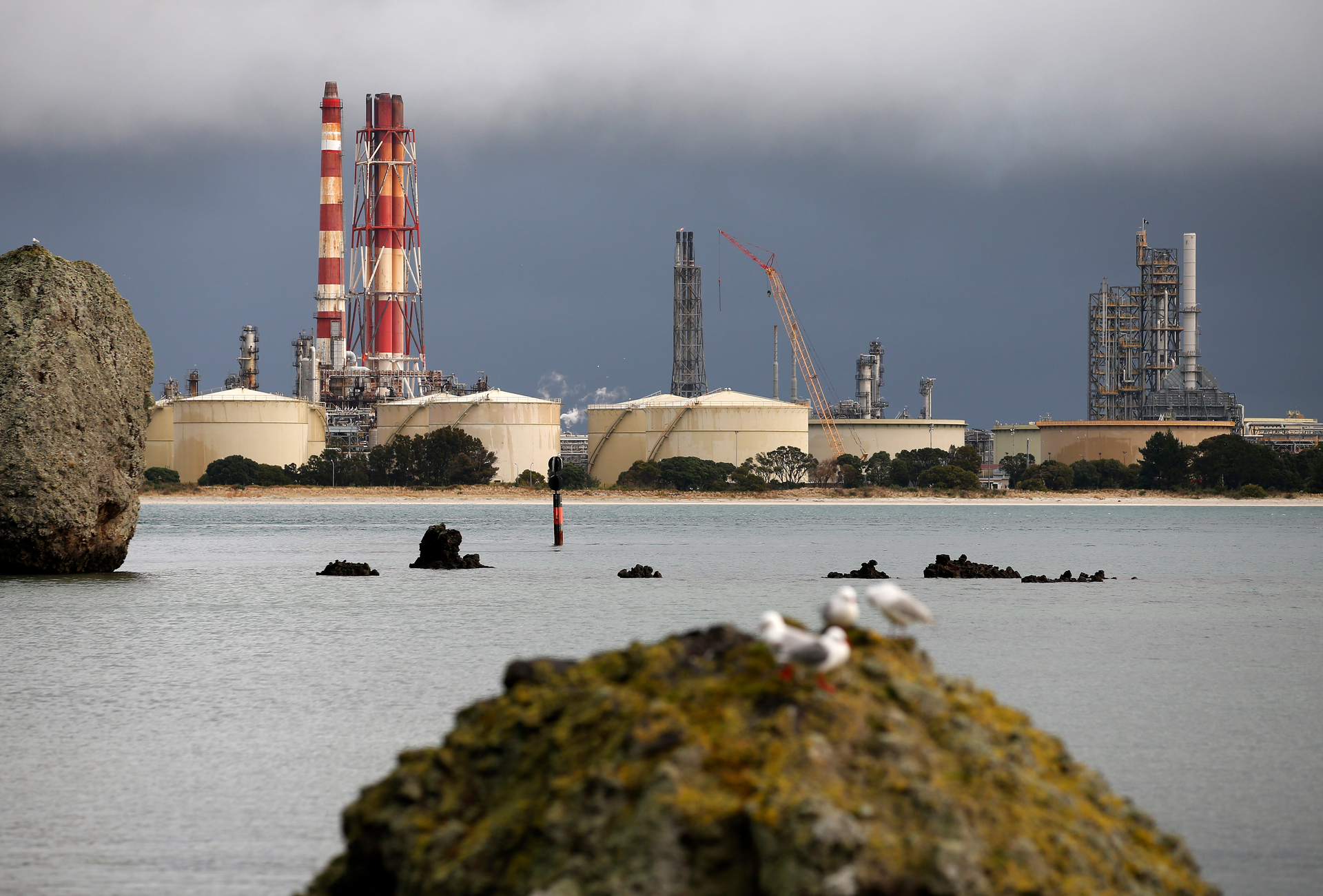 The refinery at Marsden Point, southeast of Whangārei, was decommissioned in 2022 and converted to an import-only fuel terminal. Photo / Michael Cunningham.
