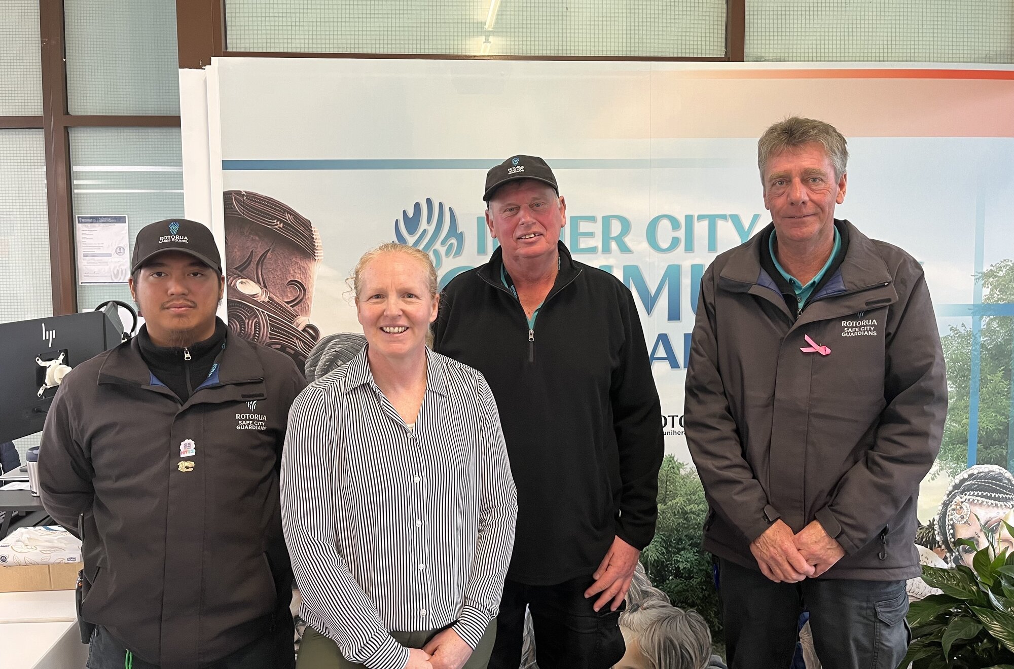 The Inner City Community Safety Hub's Antonio Nicolas Gumba (left), Kylie Kennett, Paul Geerlings and Dean Clements.  Photo / Annabel Reid