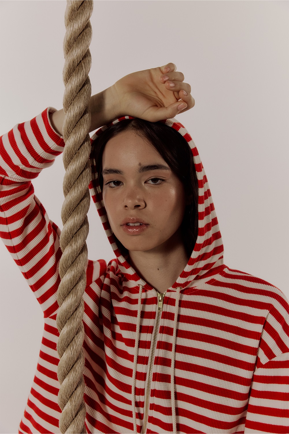 A striped hoodie is part of the new collection from Sylvester. Photo / Matt Hurley