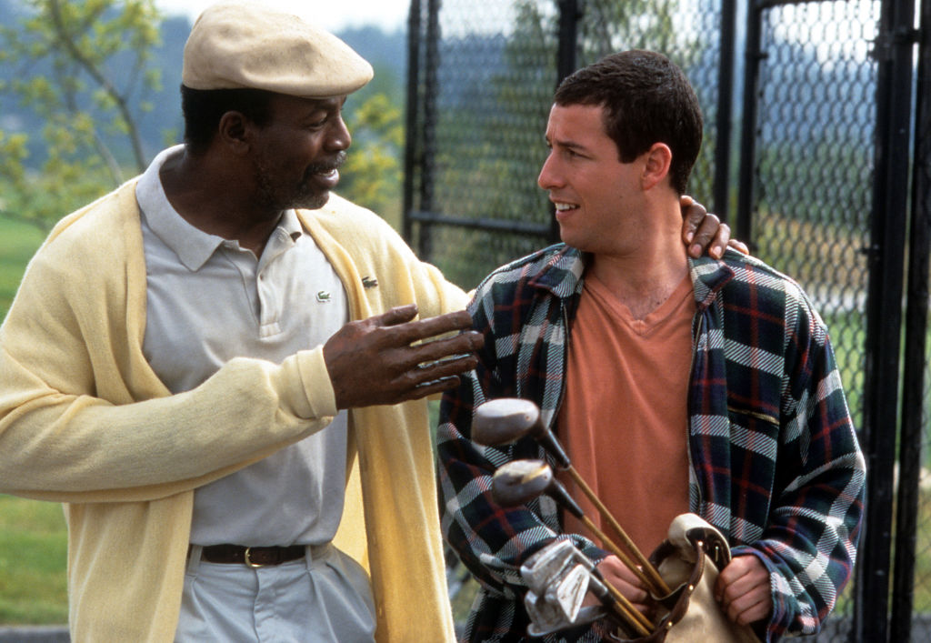 Carl Weathers with Adam Sandler in a scene from the 1996 film Happy Gilmore. Photo / Getty Images 
