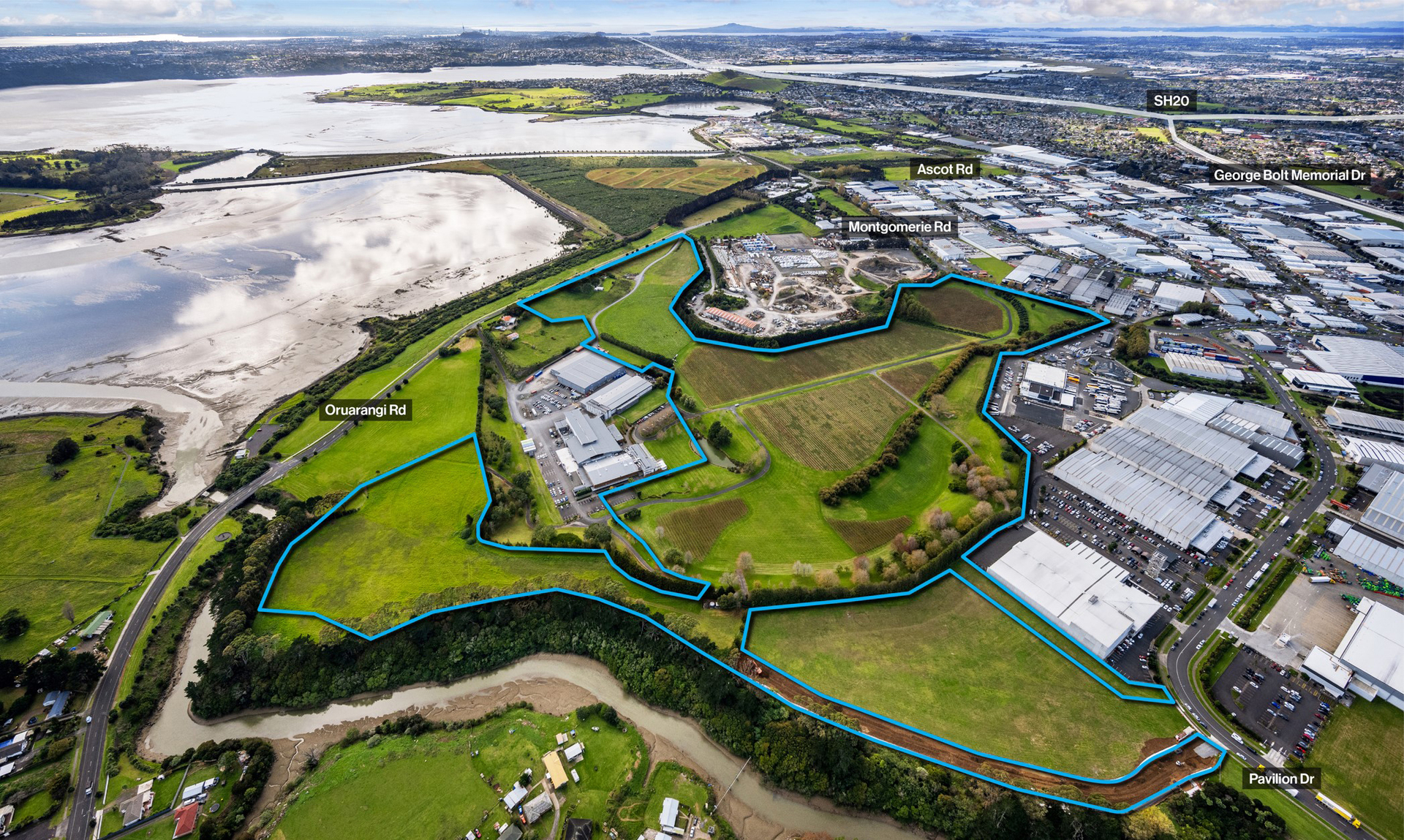 Aerial view of the Villa Maria Estate in Māngere.