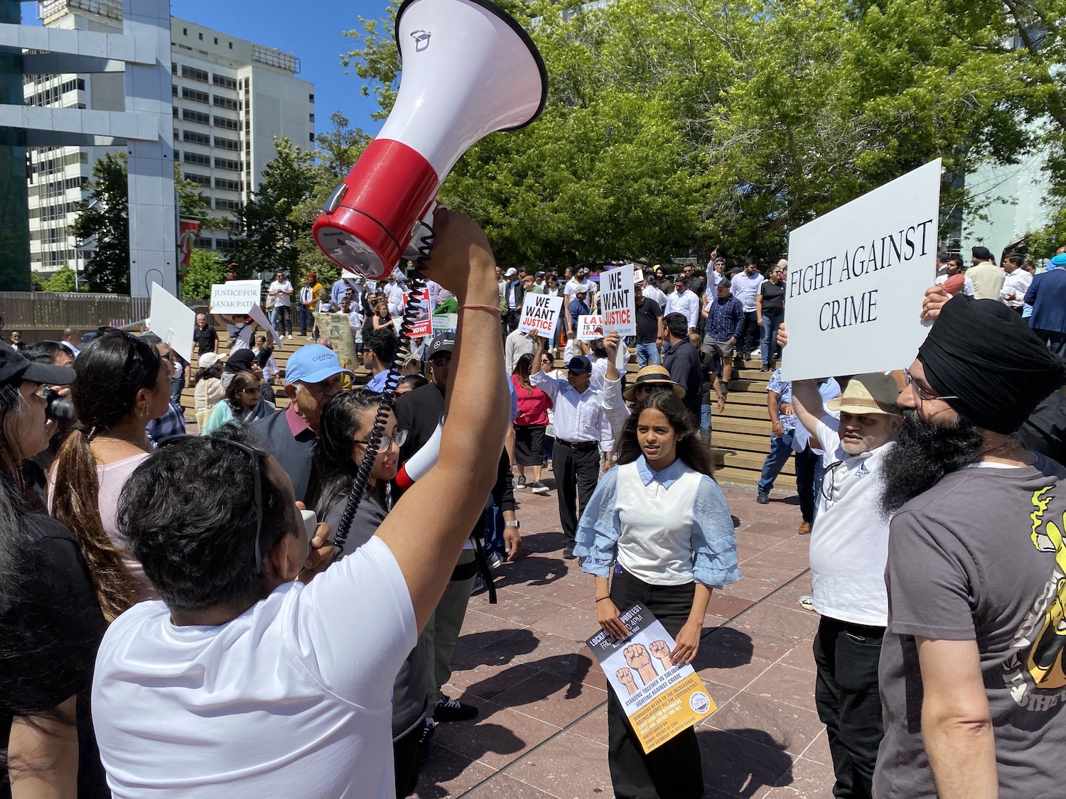 Hundreds attend a protest against the Government's law and order policies in Queen St, Auckland. Photo / Alex Burton