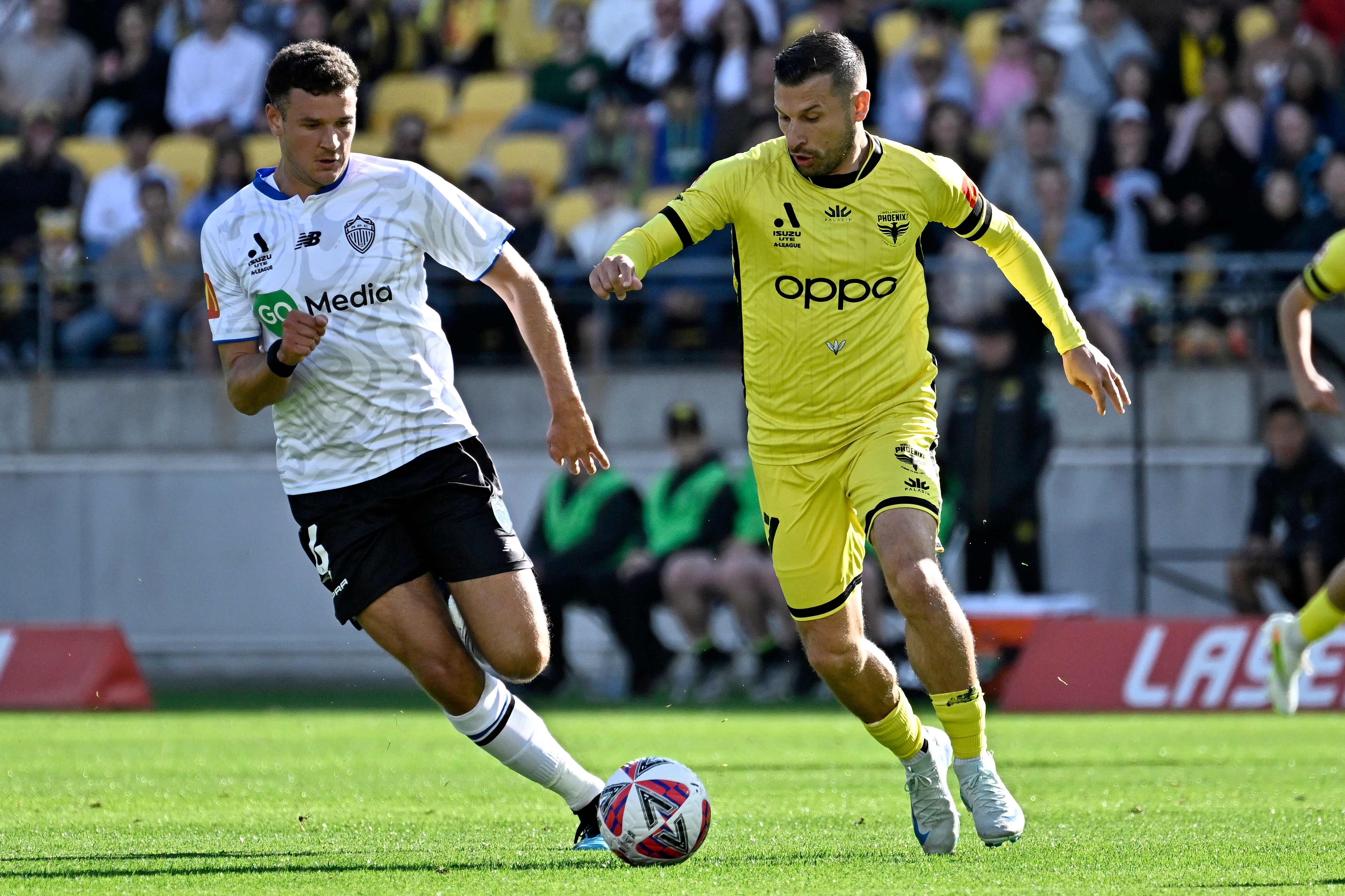 The Phoenix were just minutes away from sharing the points in Wellington, only to go down 2-0. Photo / Photosport