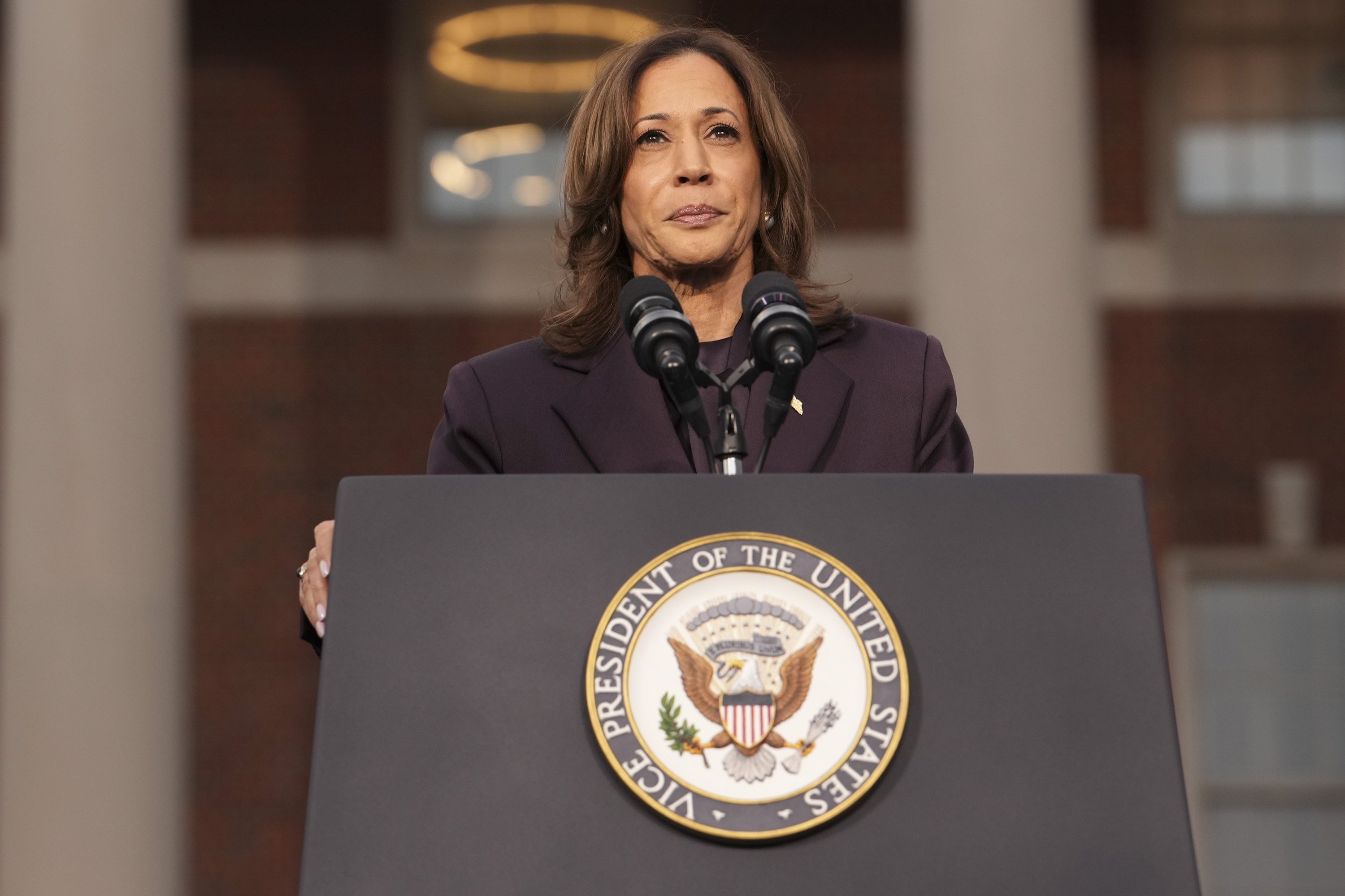 Vice-President Kamala Harris, the Democratic presidential nominee, delivers a concession speech at Howard University. Photo / The New York Times