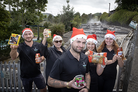 Jordan O'Reilly-Schwass (left) and the team at Waikite Valley Hot Pools ran the last fundraiser for the 2023 Christmas appeal. Photo / Andrew Warner