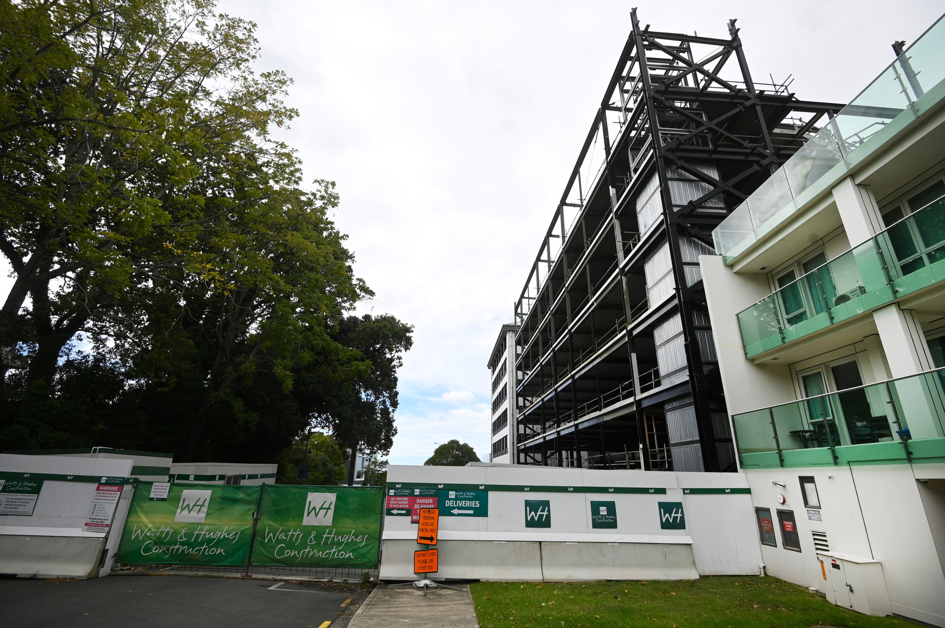The unfinished Harington Street parking building, Tauranga. Photo / George Novak