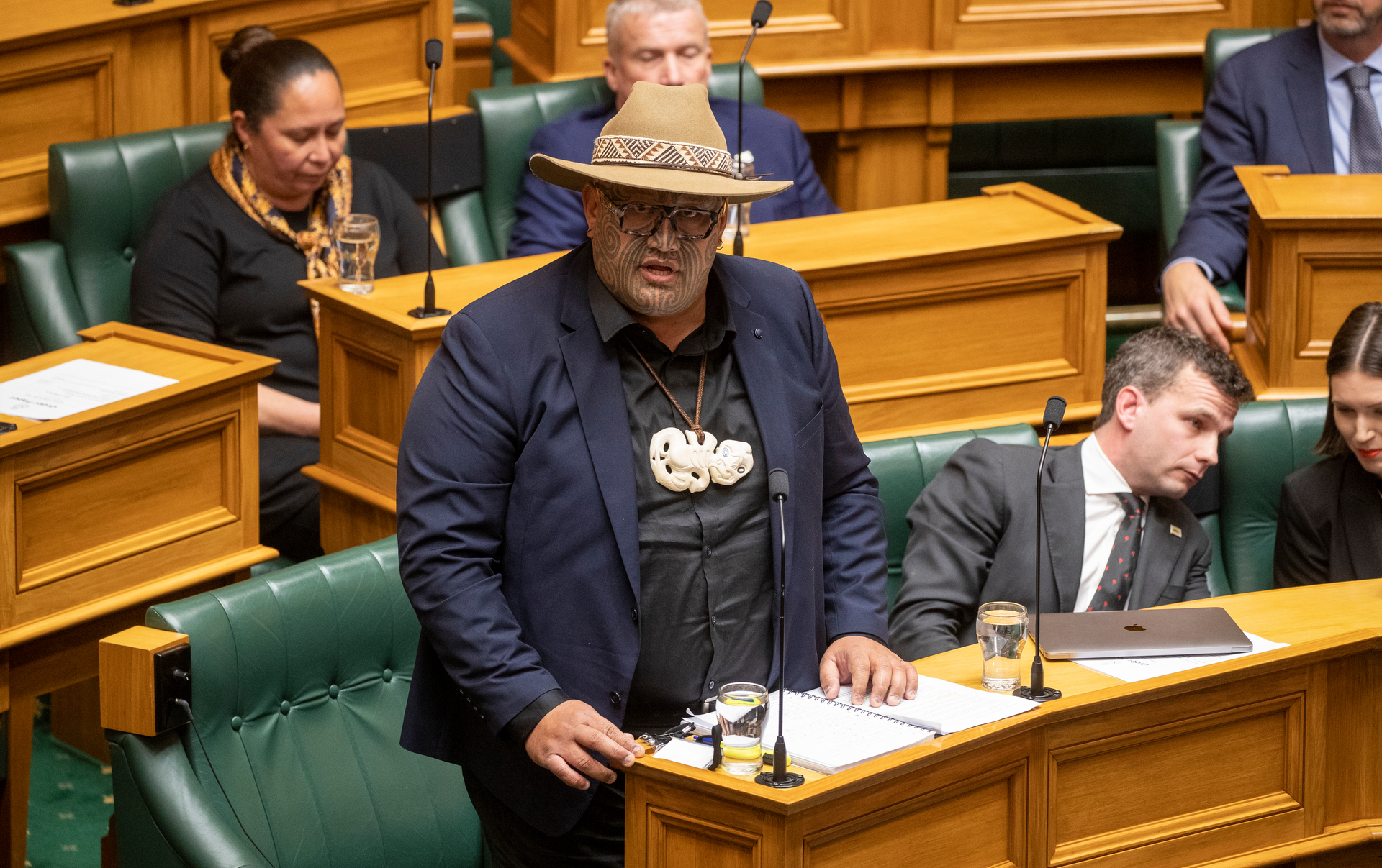 Te Pāti Māori co-leader Rawiri Waititi during the Address to King Charles III in Parliament. Photo / Mark Mitchell