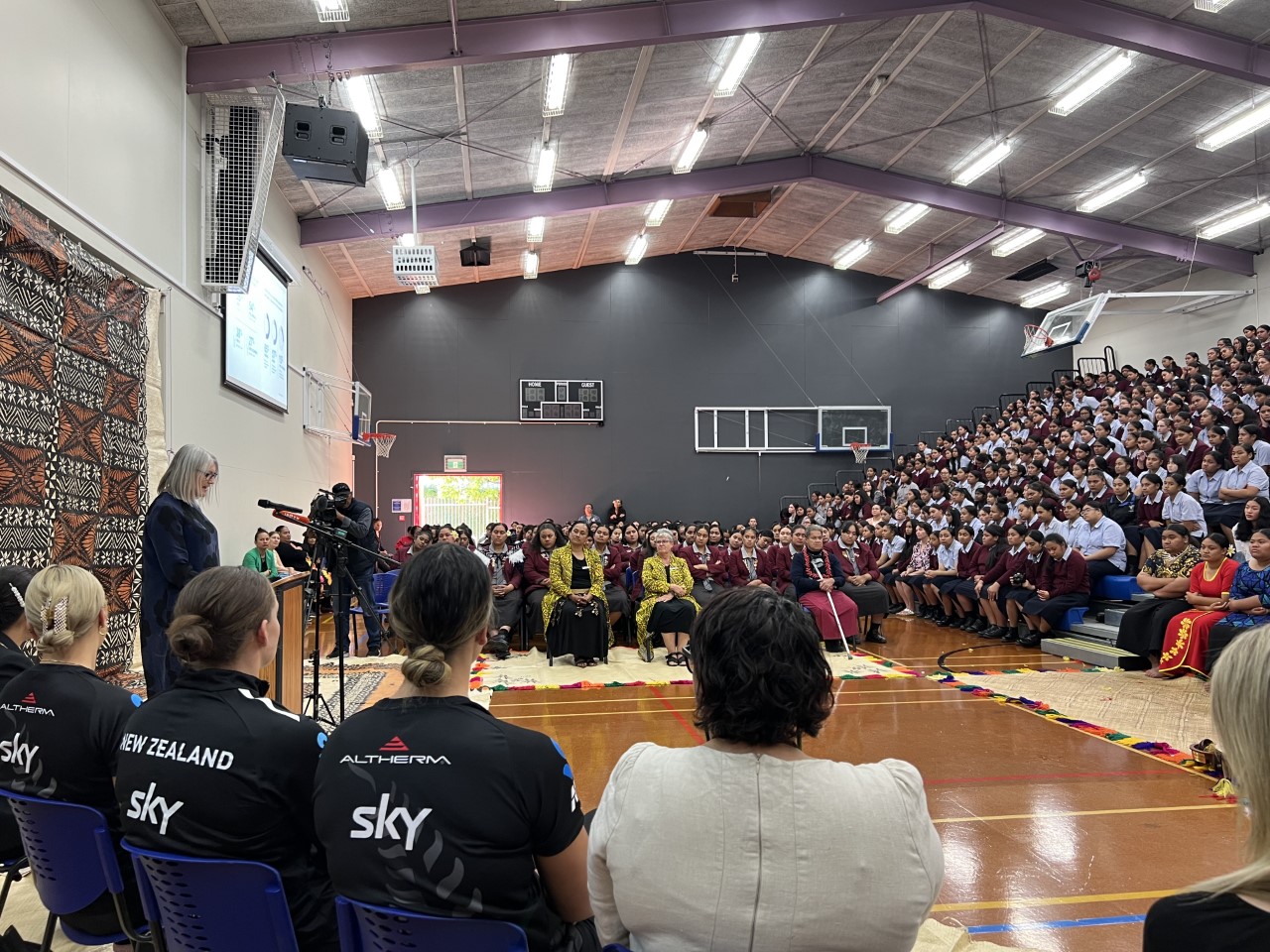 ANZ CEO Antonia Watson releases the Watch Wāhine Win research at McAuley High, Otahuhu, yesterday.