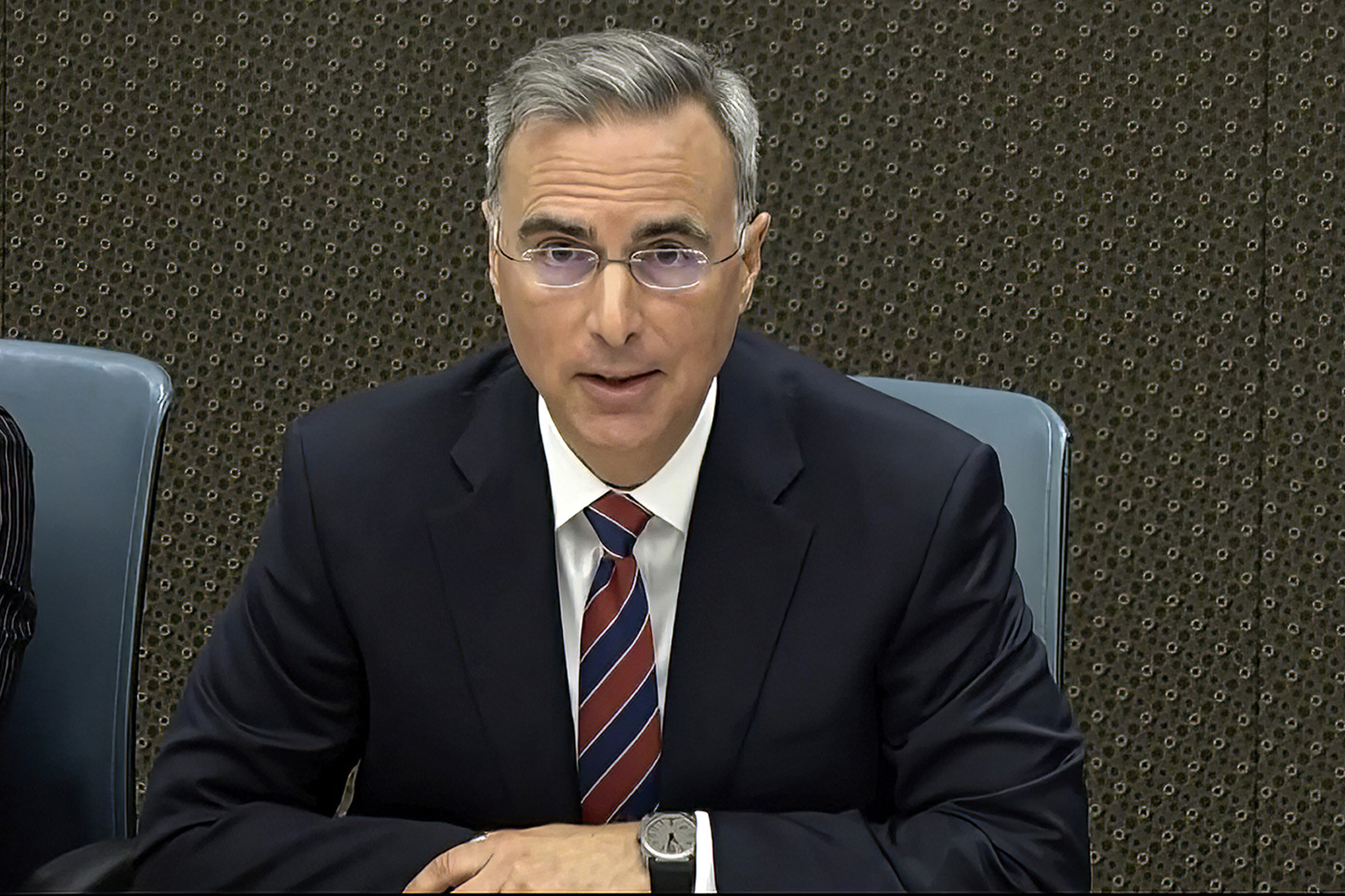 Pat Cipollone, former White House counsel, during an interview displayed at a hearing by the House select committee investigating the January 6 attack on the US Capitol. Photo / AP