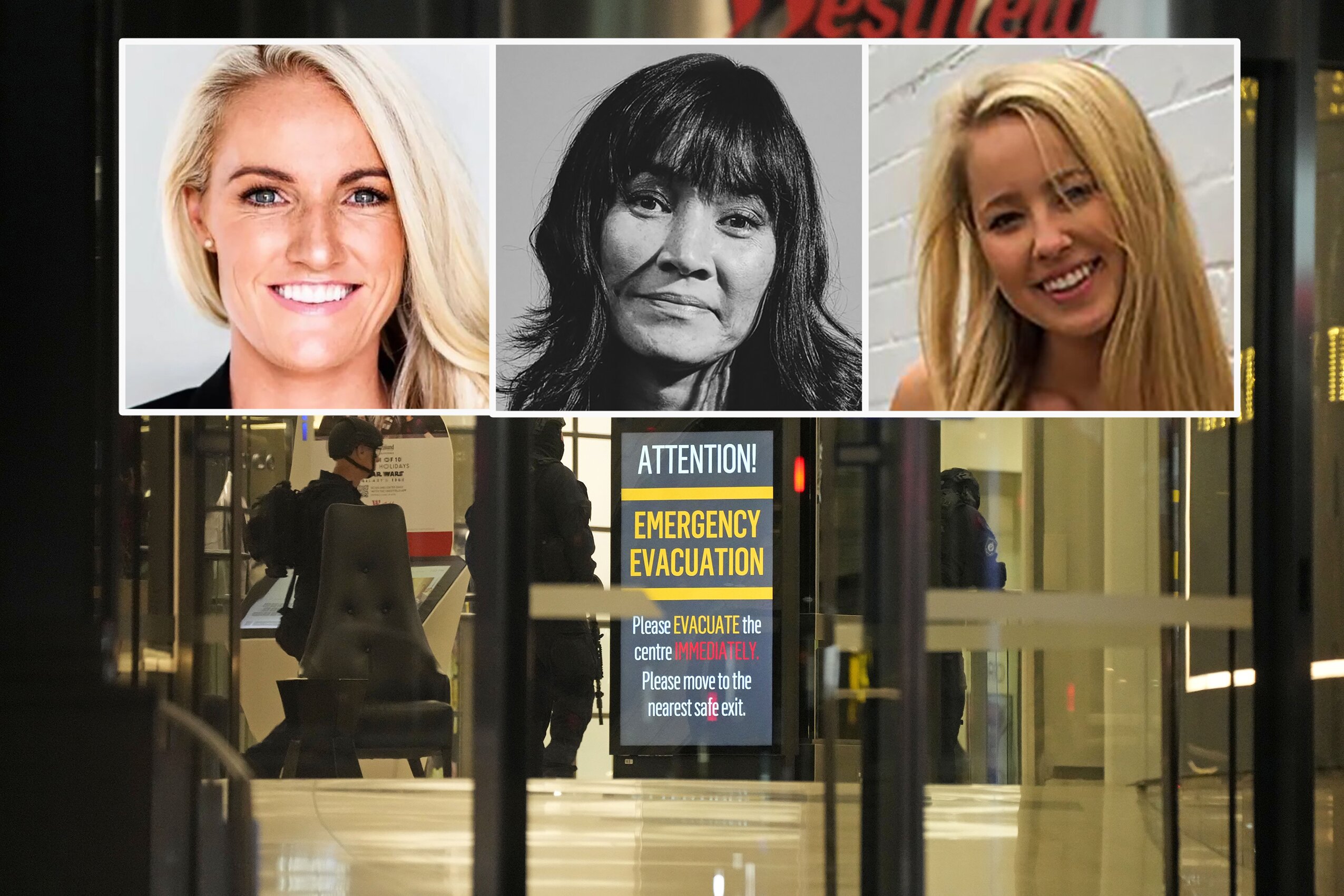 Sydney mall stabbing victims Ash Good, Jade Young and Dawn Singleton. Photo / AP