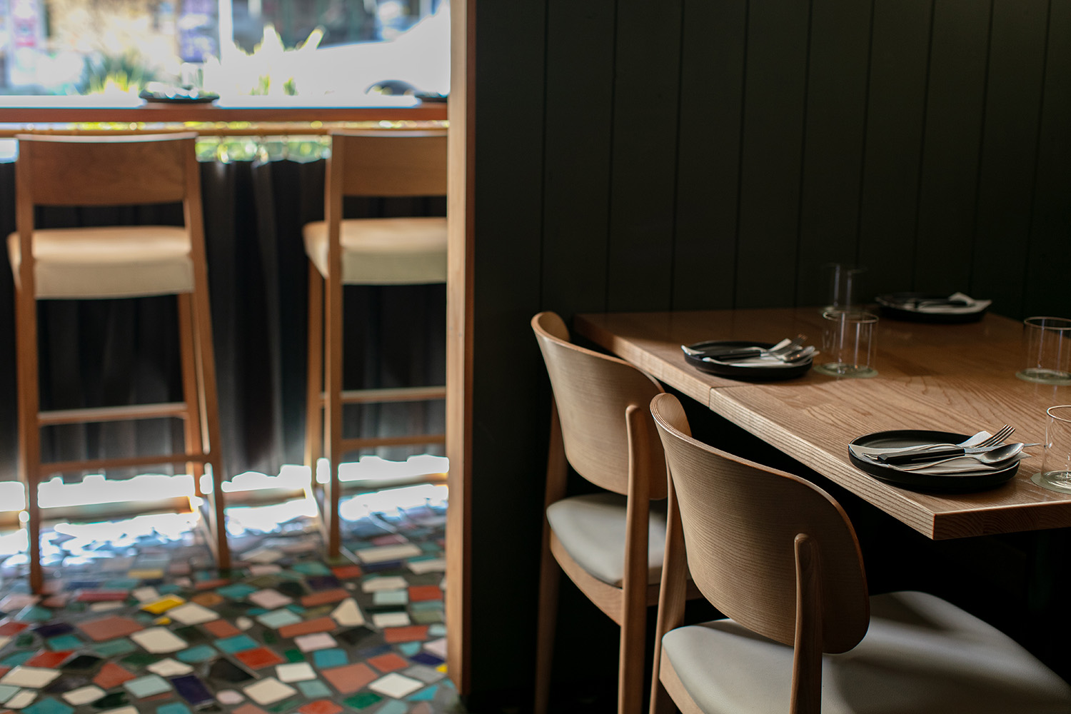 A glimpse of the mosaic floor at Flor. Photo / Babiche Martens