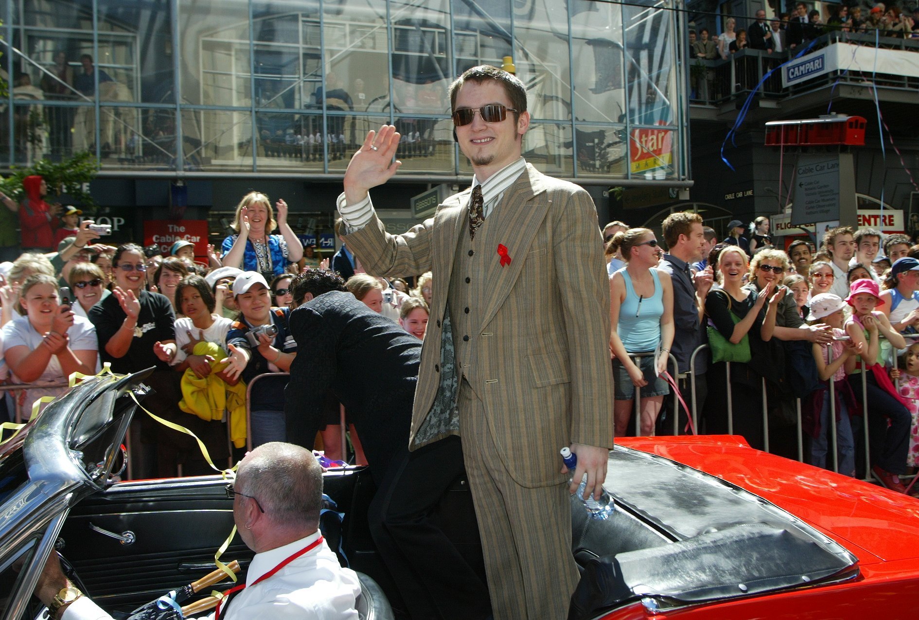 Lord of the Rings star Elijah Wood on Lambton Quay during the parade for the world premiere of Lord of the Rings: The Return of the King. Photo / Mark Mitchell