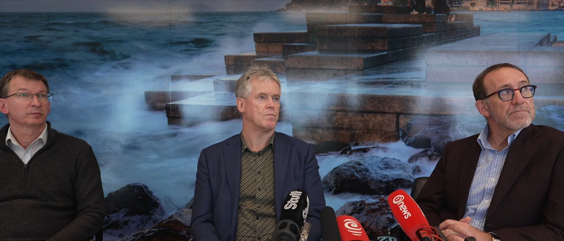 Wellington Water CEO, Pat Dougherty, and Wellington Mayor, Andrew Little, speaking about the sewage spill on Thursday last week.